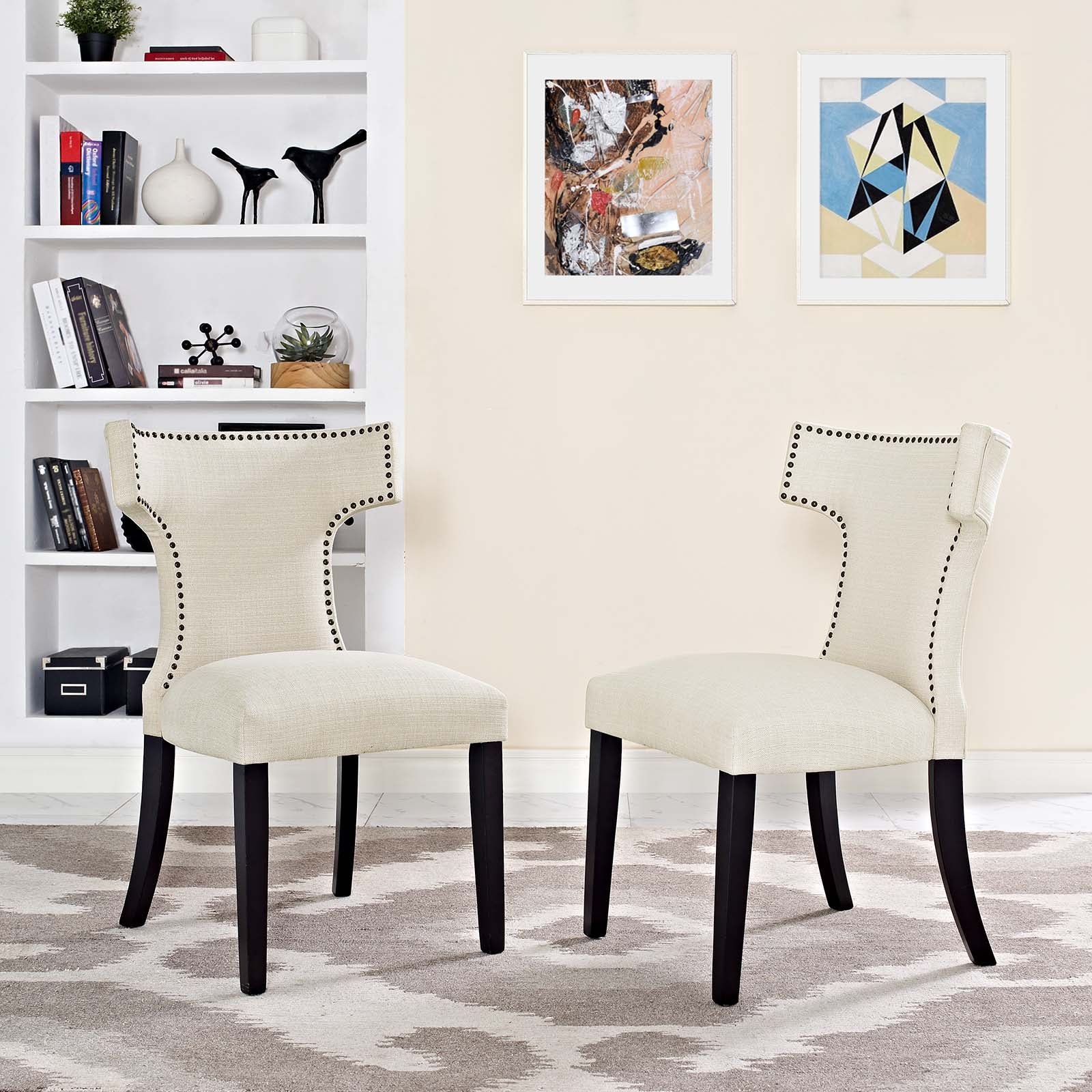 Modway Dining Chairs - Curve Dining Side Chair Fabric ( Set of 2 ) Beige