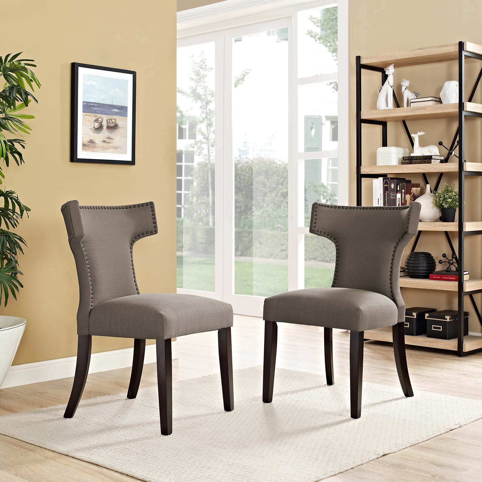 Modway Dining Chairs - Curve Dining Side Chair Fabric ( Set of 2 ) Granite