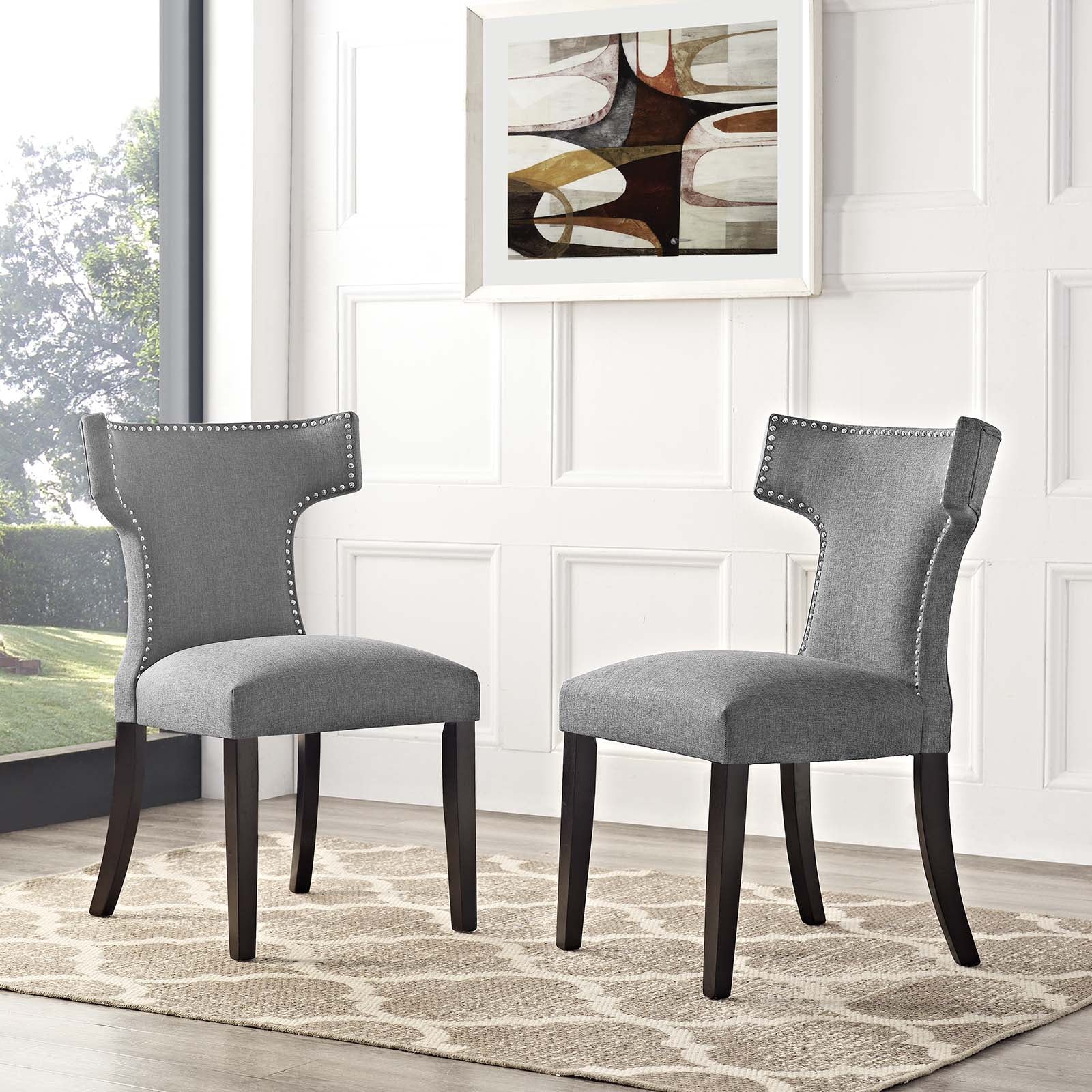 Modway Dining Chairs - Curve Dining Side Chair Fabric ( Set Of 2 ) Gray