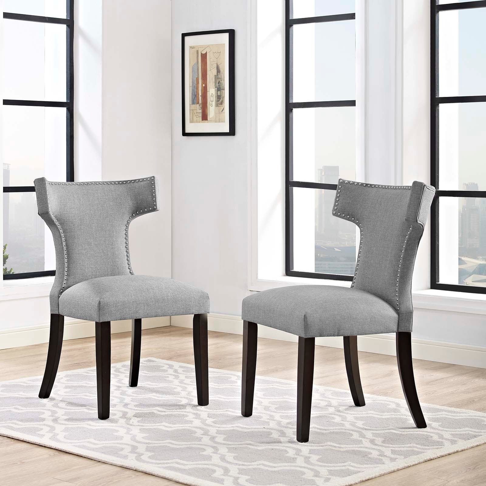 Modway Dining Chairs - Curve Dining Side Chair Fabric ( Set of 2 ) Light Gray