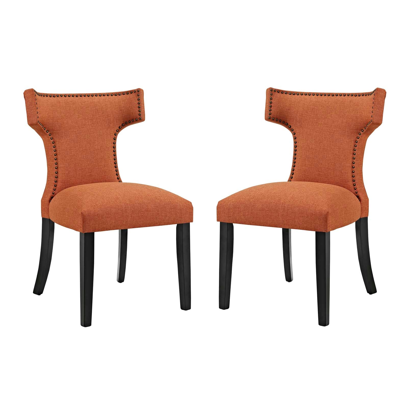 Modway Dining Chairs - Curve Dining Side Chair Fabric Set of 2 Orange
