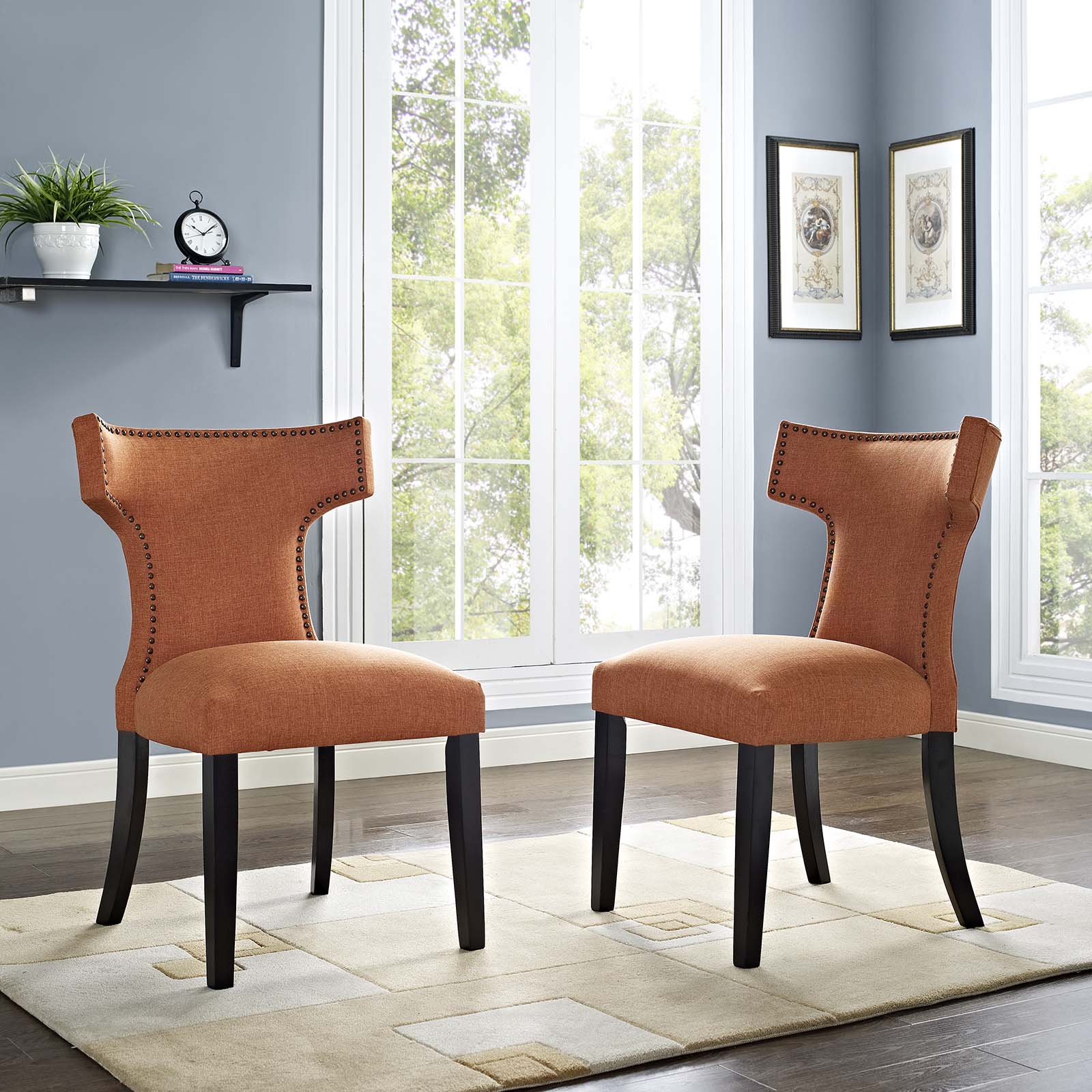 Modway Dining Chairs - Curve Dining Side Chair Fabric Set of 2 Orange