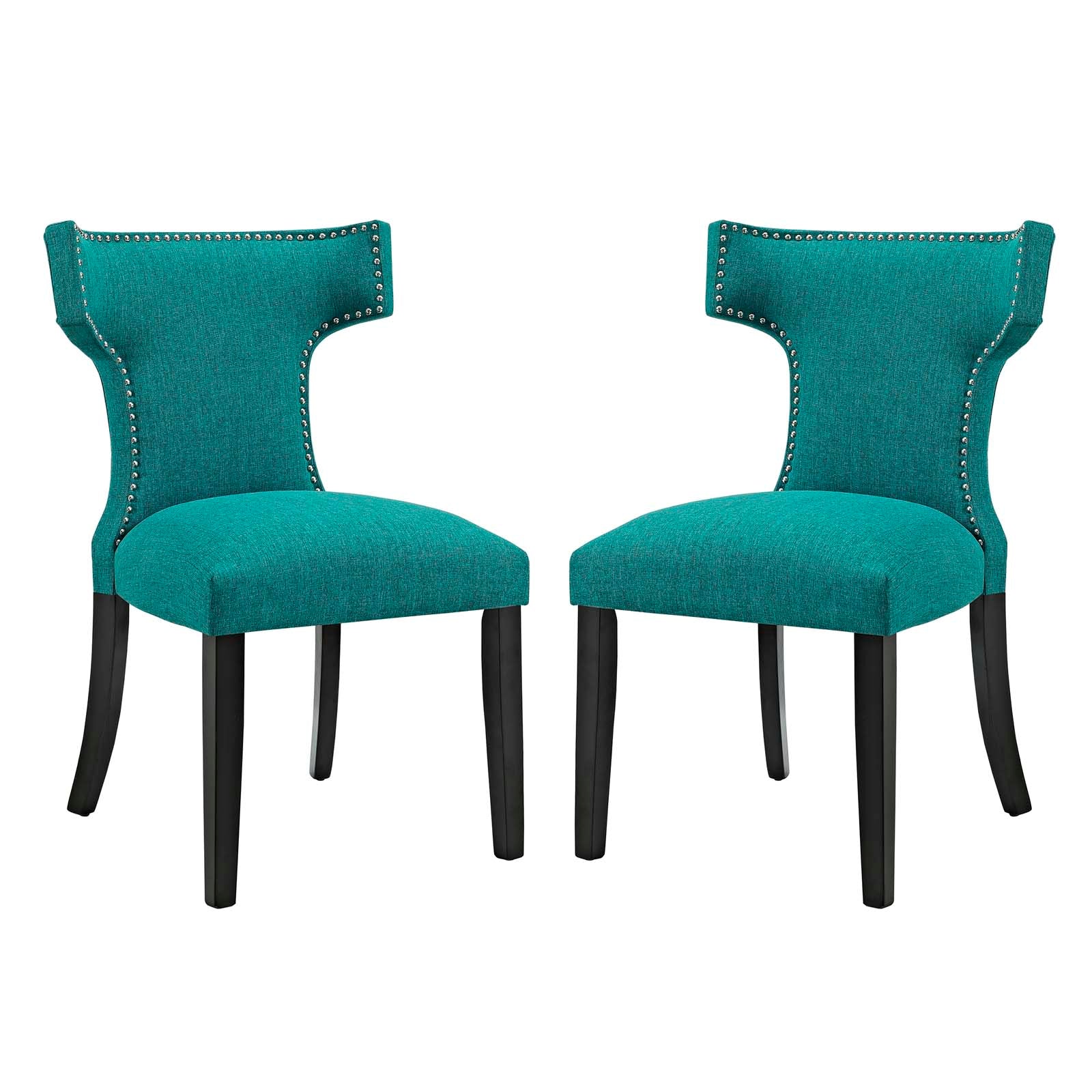Modway Dining Chairs - Curve Dining Side Chair Fabric Set of 2 Teal