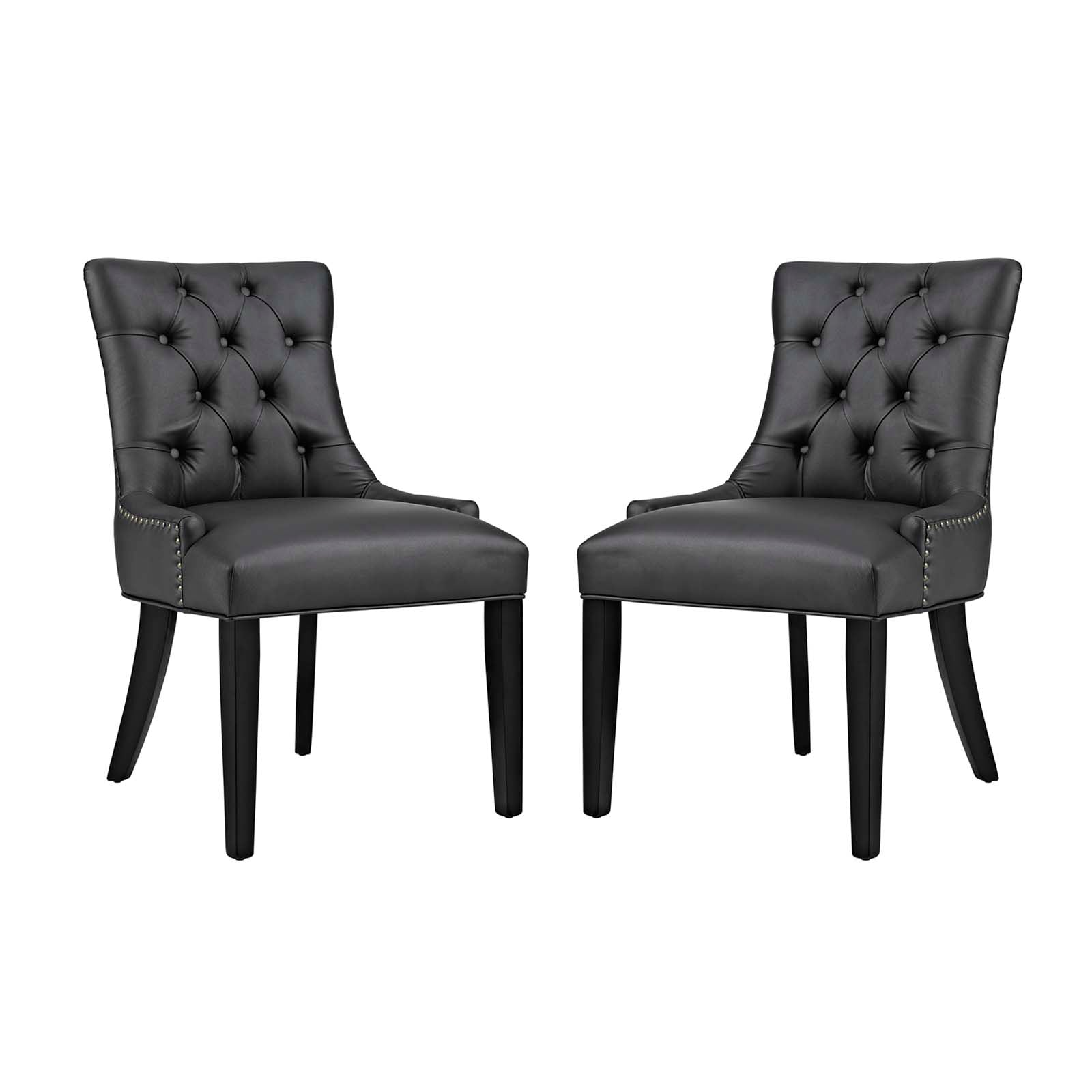 Modway Dining Chairs - Regent Dining Side Chair Vinyl Set of 2 Black