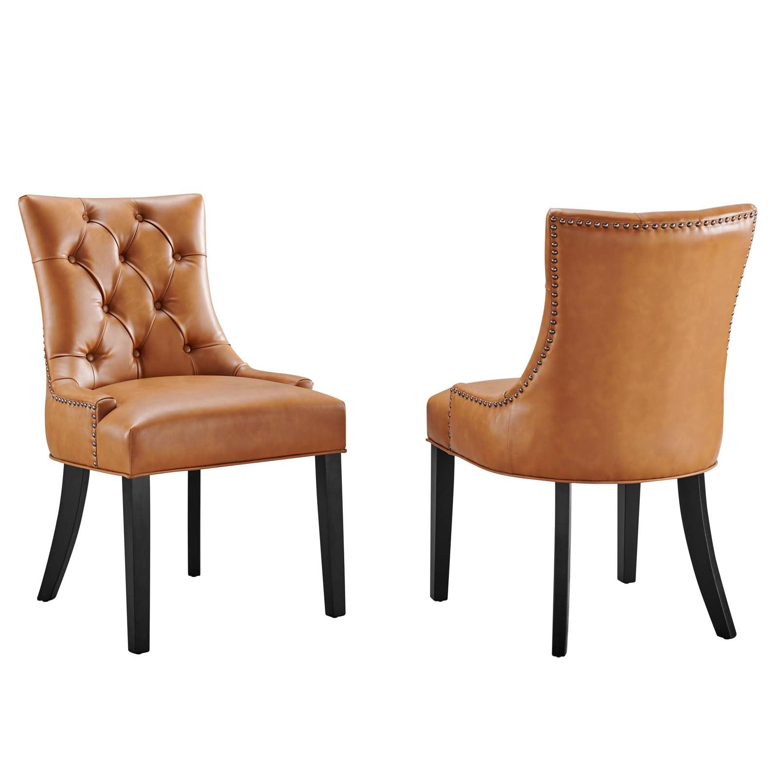 Modway Dining Chairs - Regent-Dining-Side-Chair-Vinyl-Set-of-2-Tan