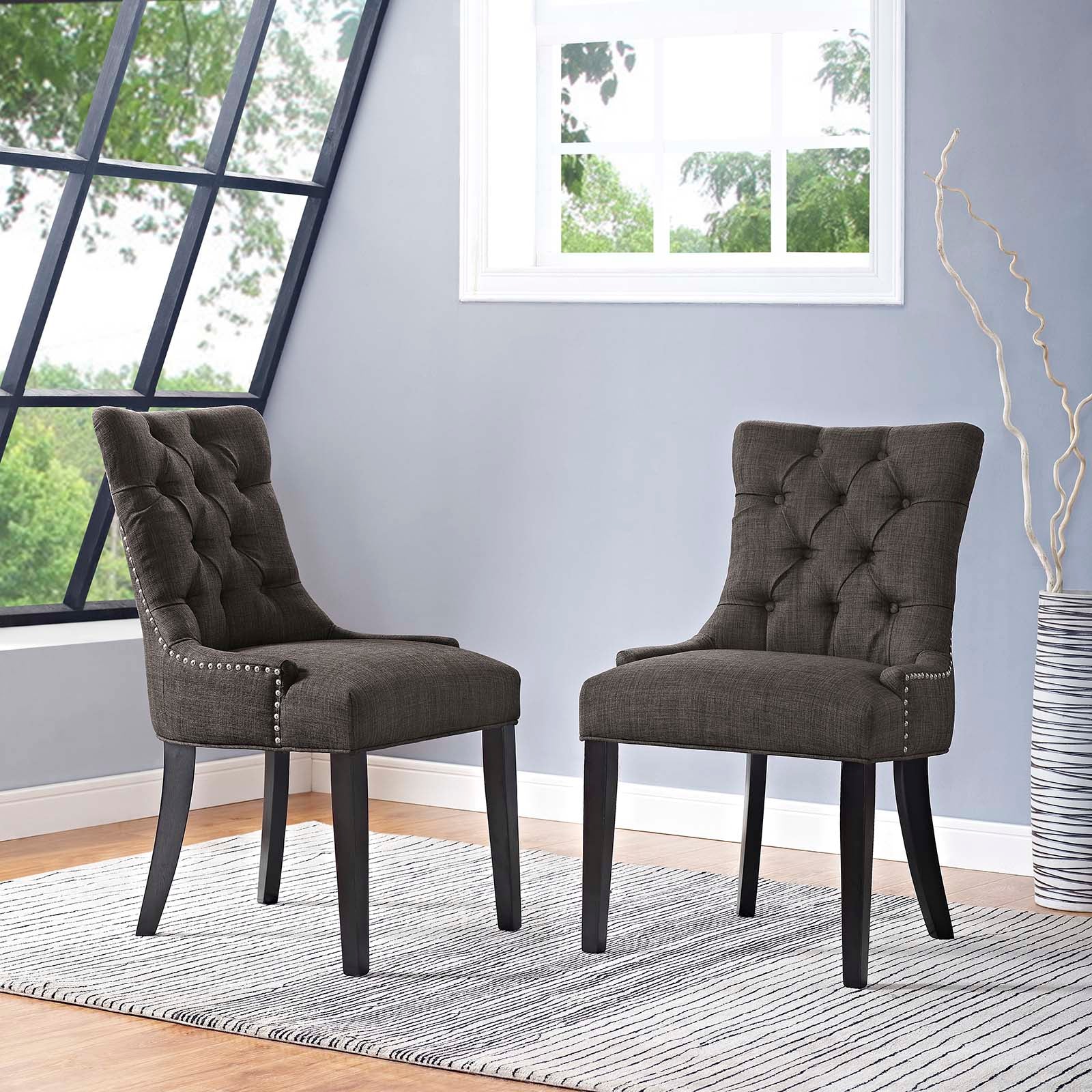 Modway Dining Chairs - Regent Dining Side Chair Fabric Set of 2 Brown