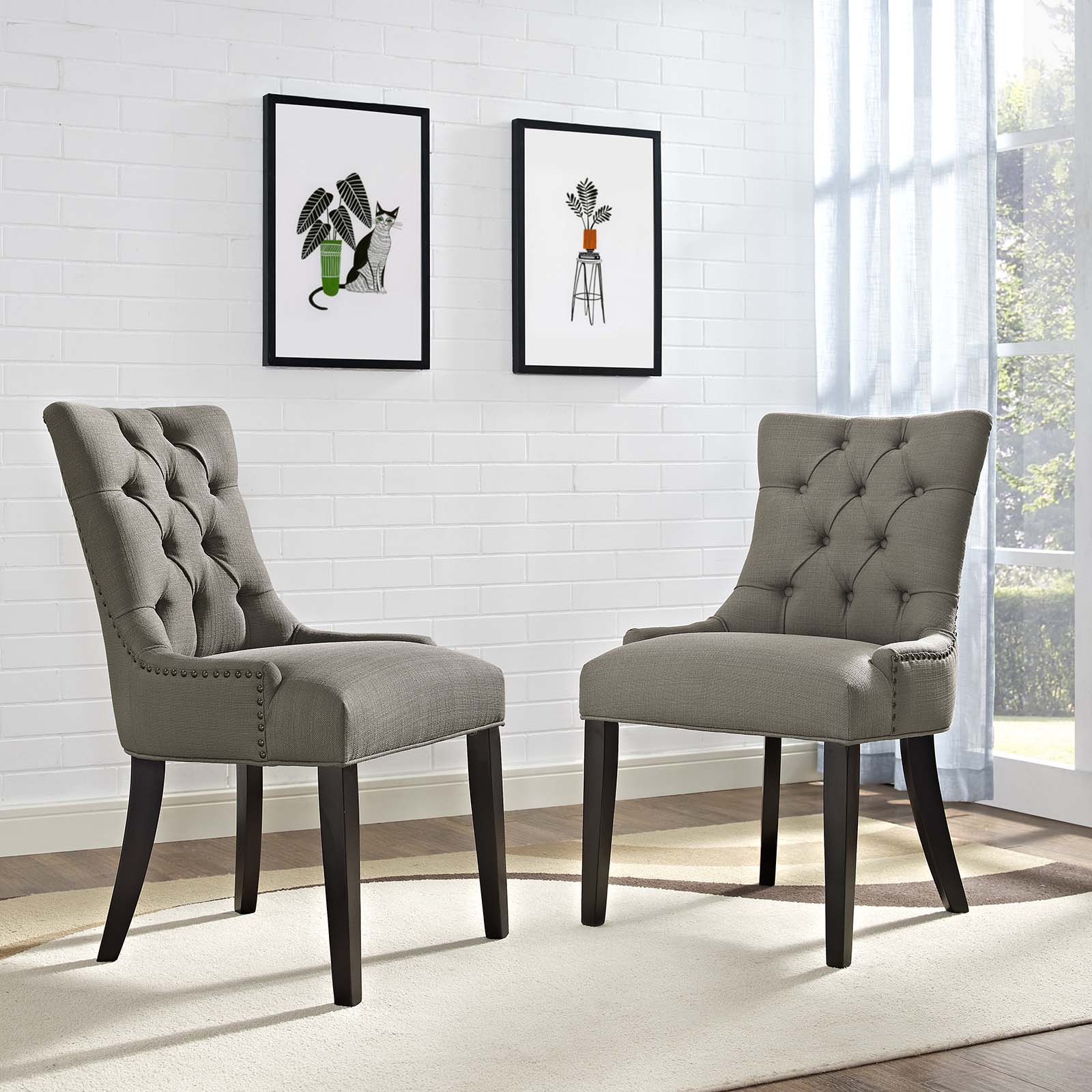 Modway Dining Chairs - Regent Dining Side Chair Fabric Granite (Set of 2)