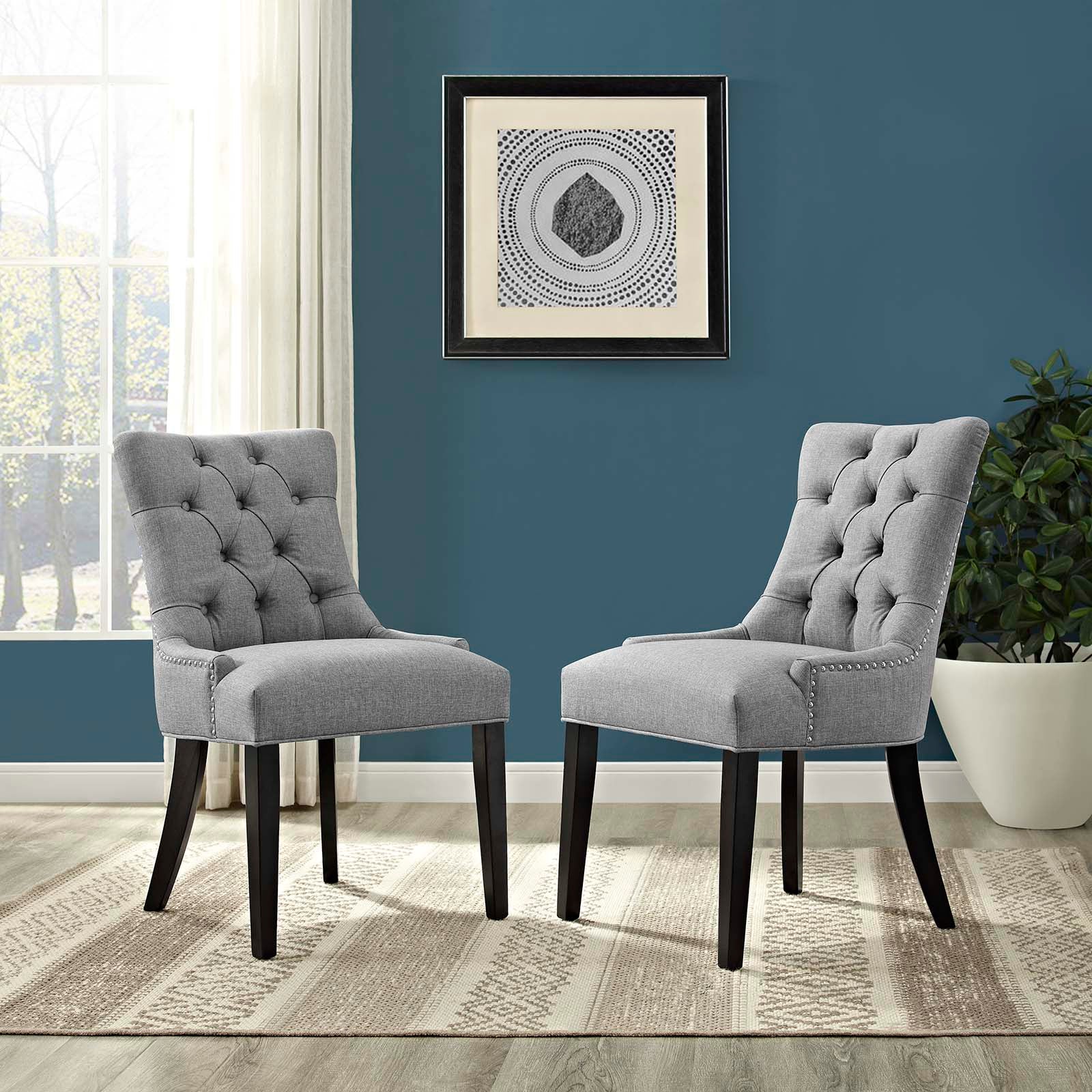 Modway Dining Chairs - Regent Dining Side Chair Fabric Light Gray (Set of 2)