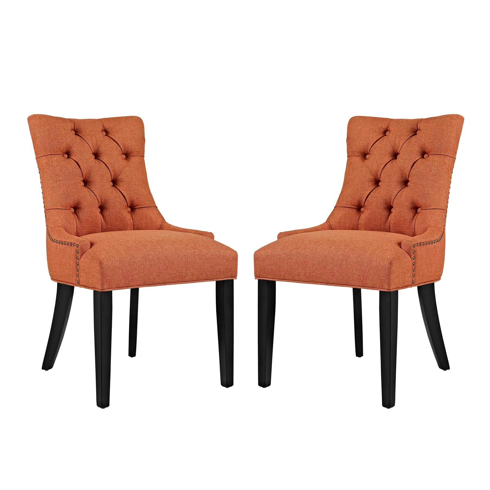 Regent Dining Side Chair Fabric Set of 2 Orange