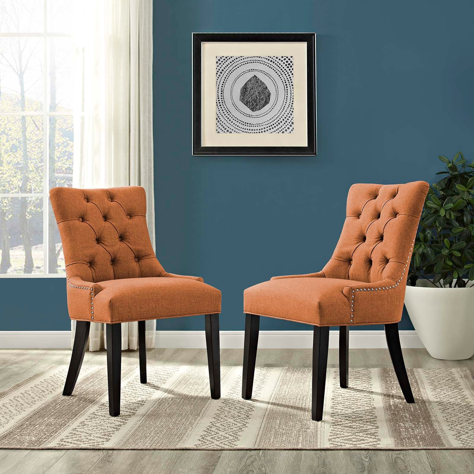 Regent Dining Side Chair Fabric Set of 2 Orange