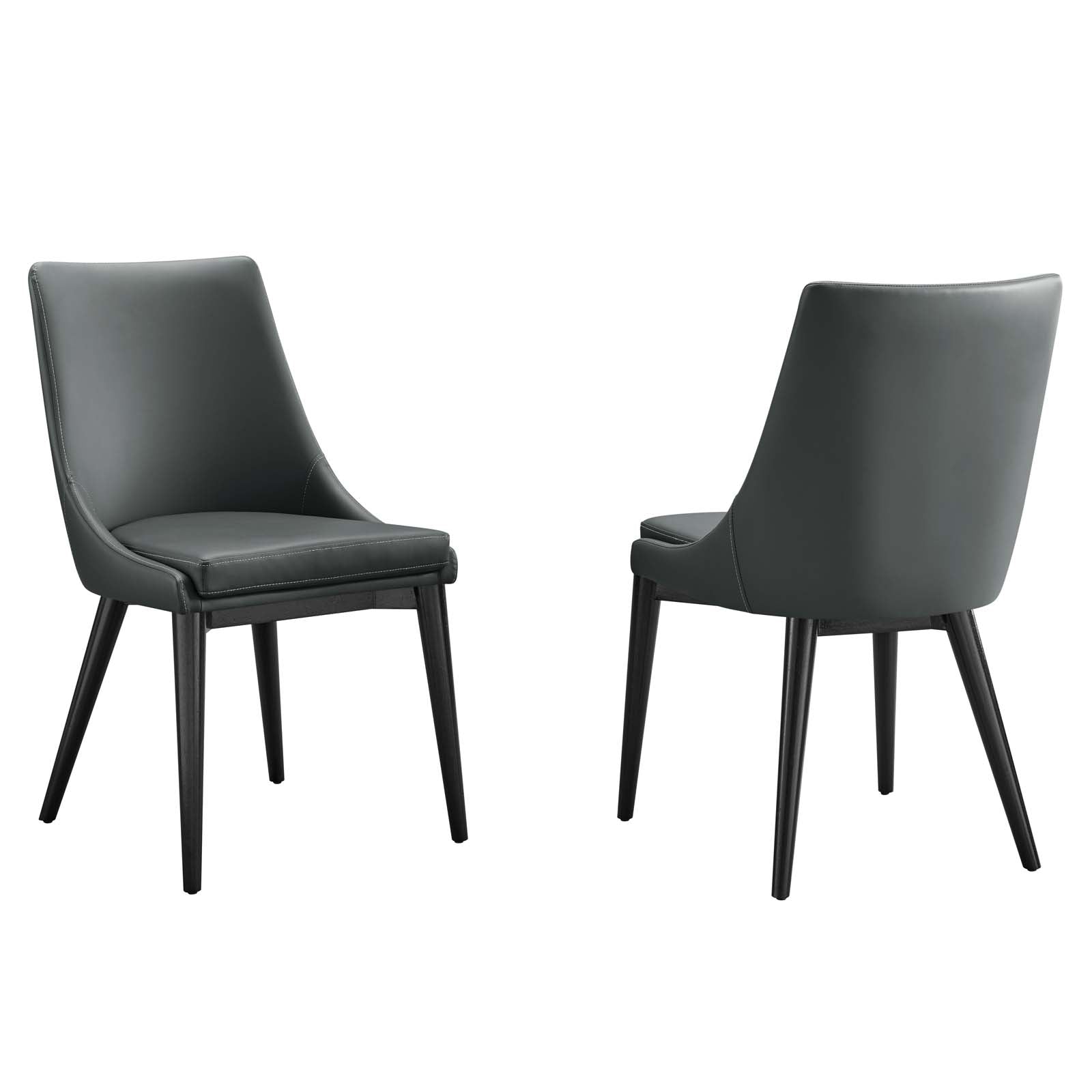 Modway Dining Chairs - Viscount-Dining-Side-Chair-Vinyl-Set-of-2-Gray