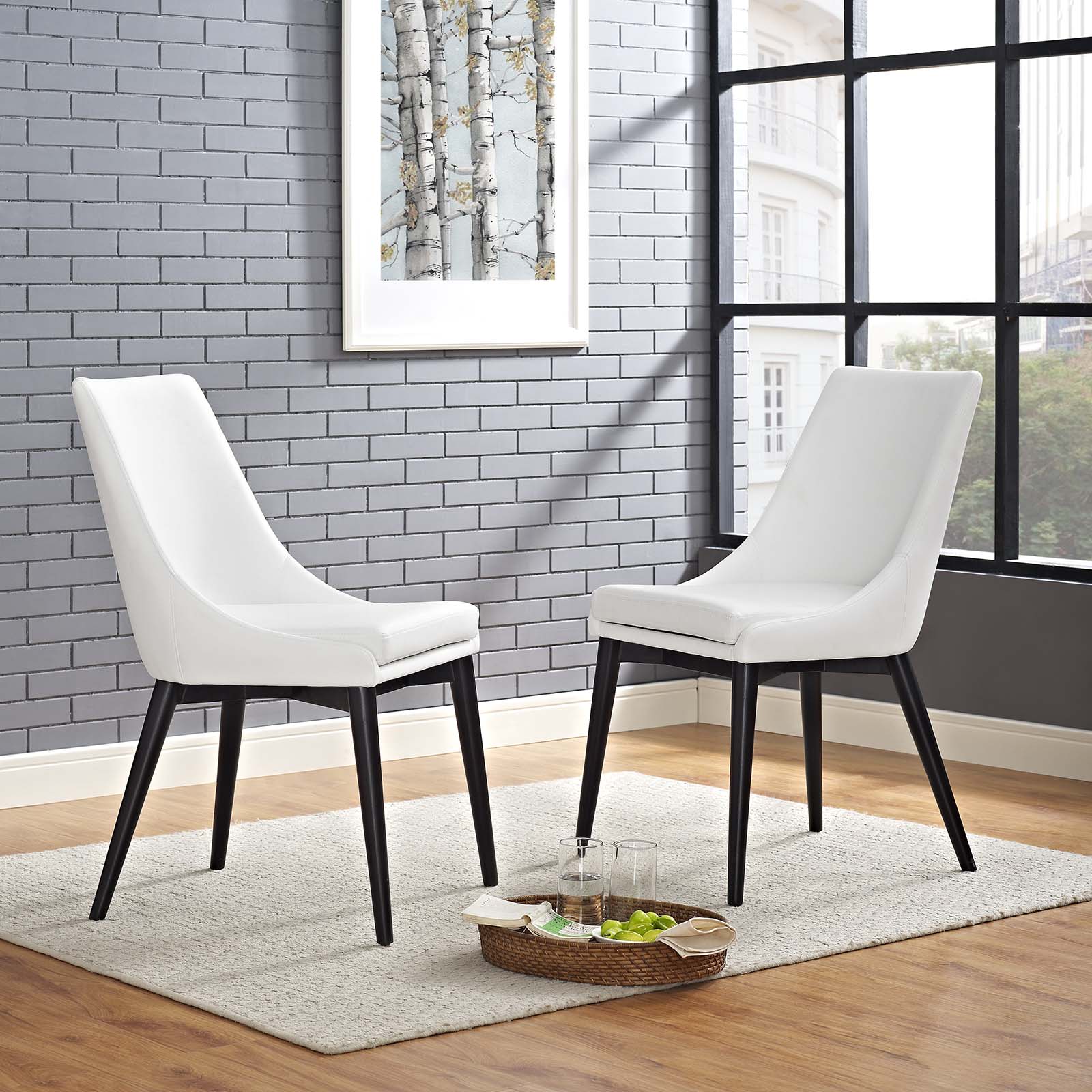 Viscount Dining Side Chair Vinyl  White (Set of 2)