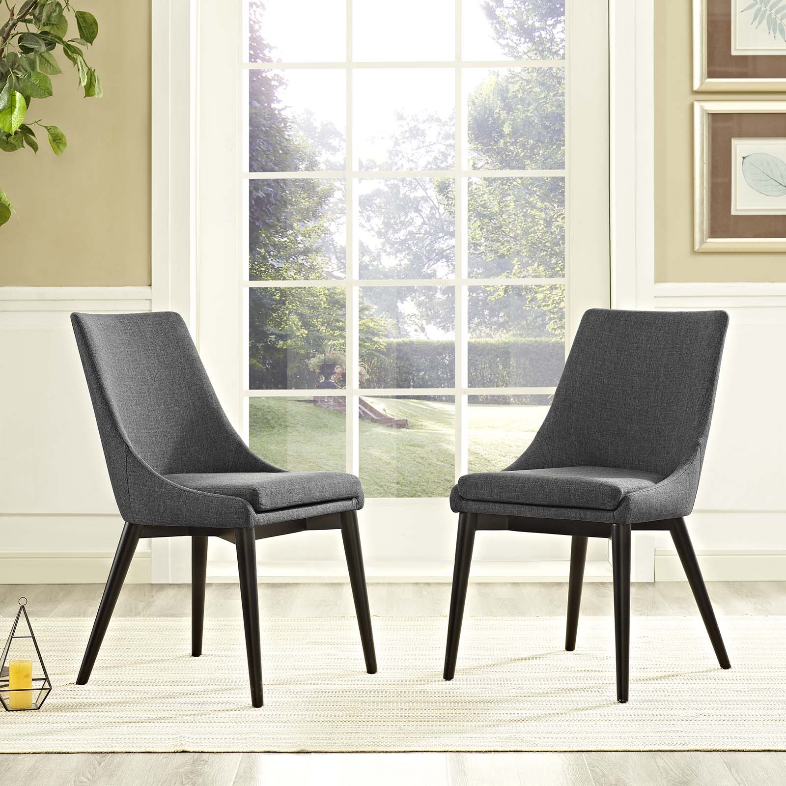 viscount Dining Side Chair Fabric  Gray (Set of 2)
