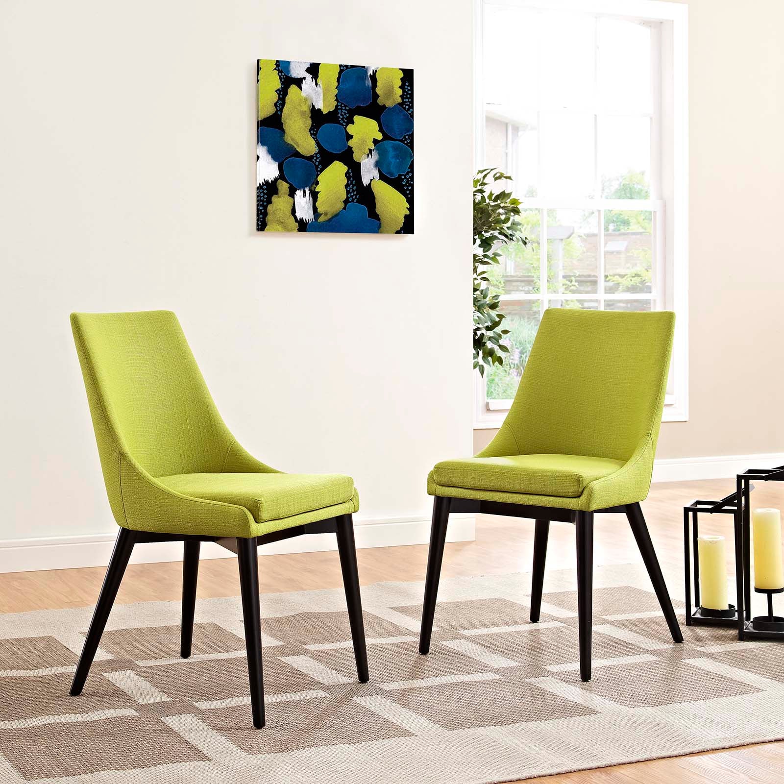 viscount Dining Side Chair Fabric Set of 2 Wheatgrass