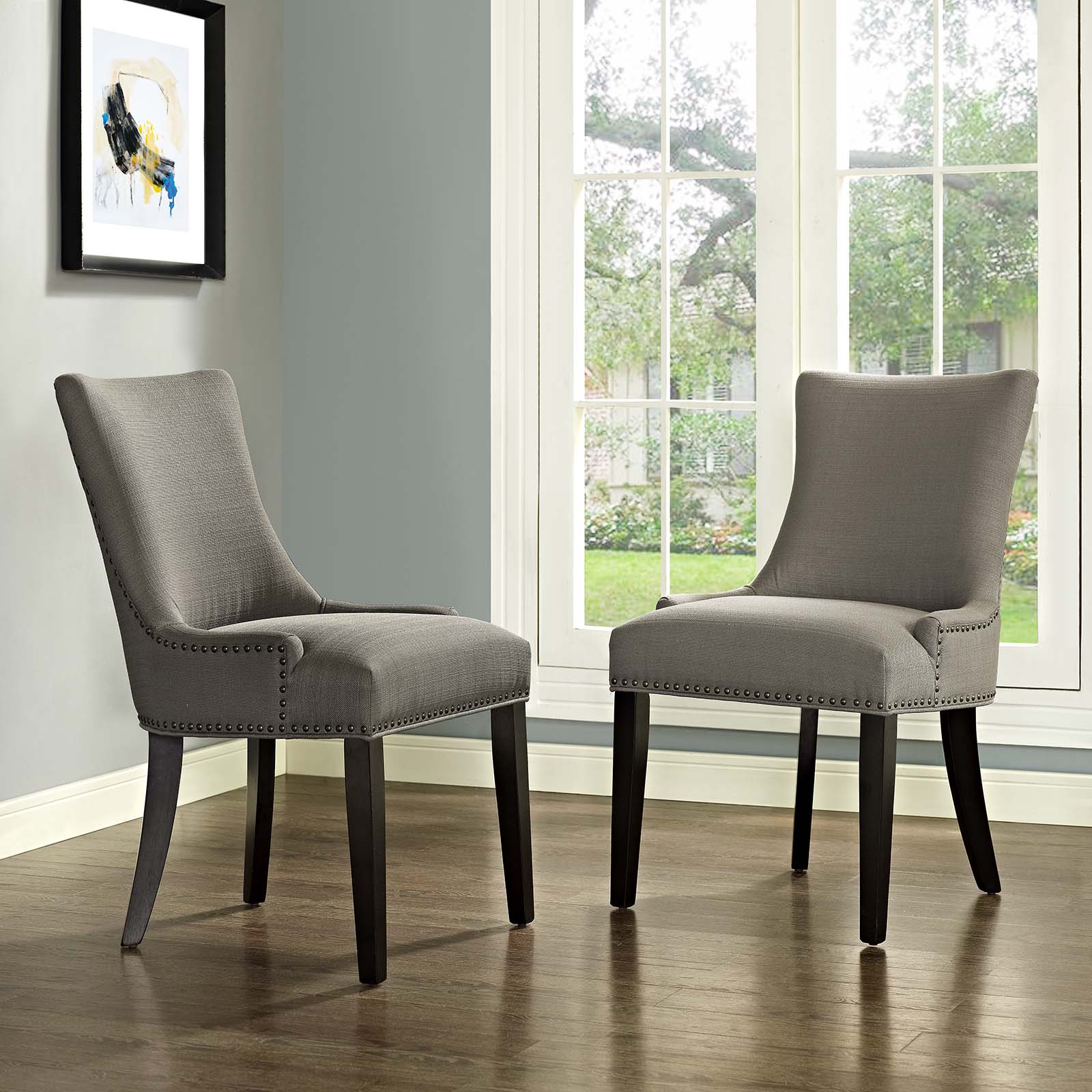Modway Dining Chairs - Marquis Dining Side Chair Fabric Granite (Set of 2)
