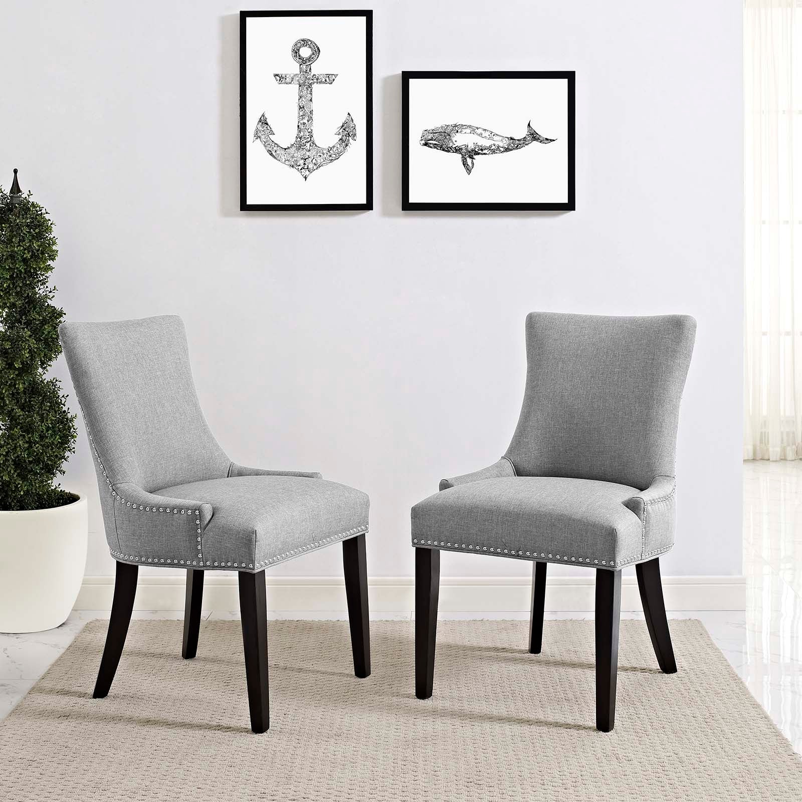Modway Dining Chairs - Marquis Dining Side Chair Fabric Light Gray (Set of 2)
