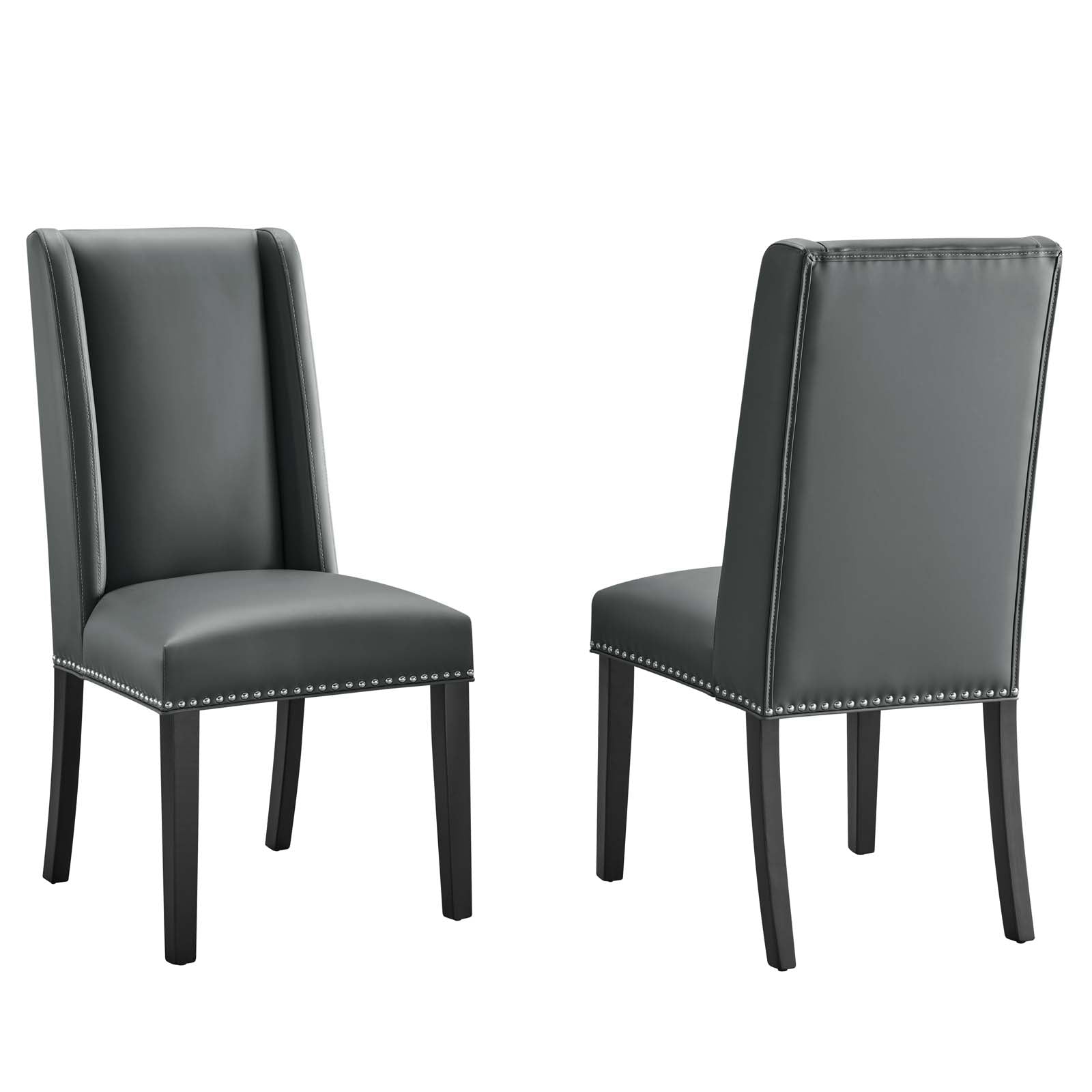 Modway Dining Chairs - Baron-Dining-Chair-Vinyl-Set-of-2-Gray