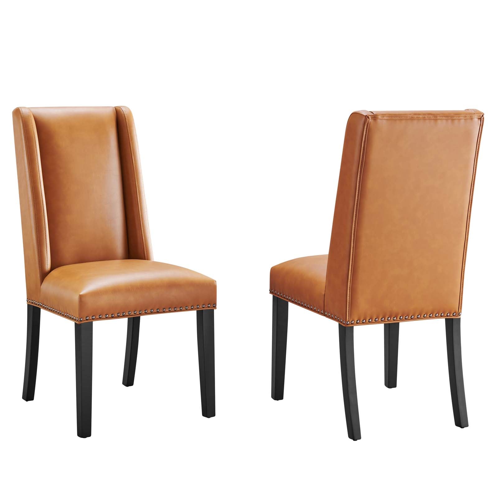 Modway Dining Chairs - Baron-Dining-Chair-Vinyl-Set-of-2-Tan