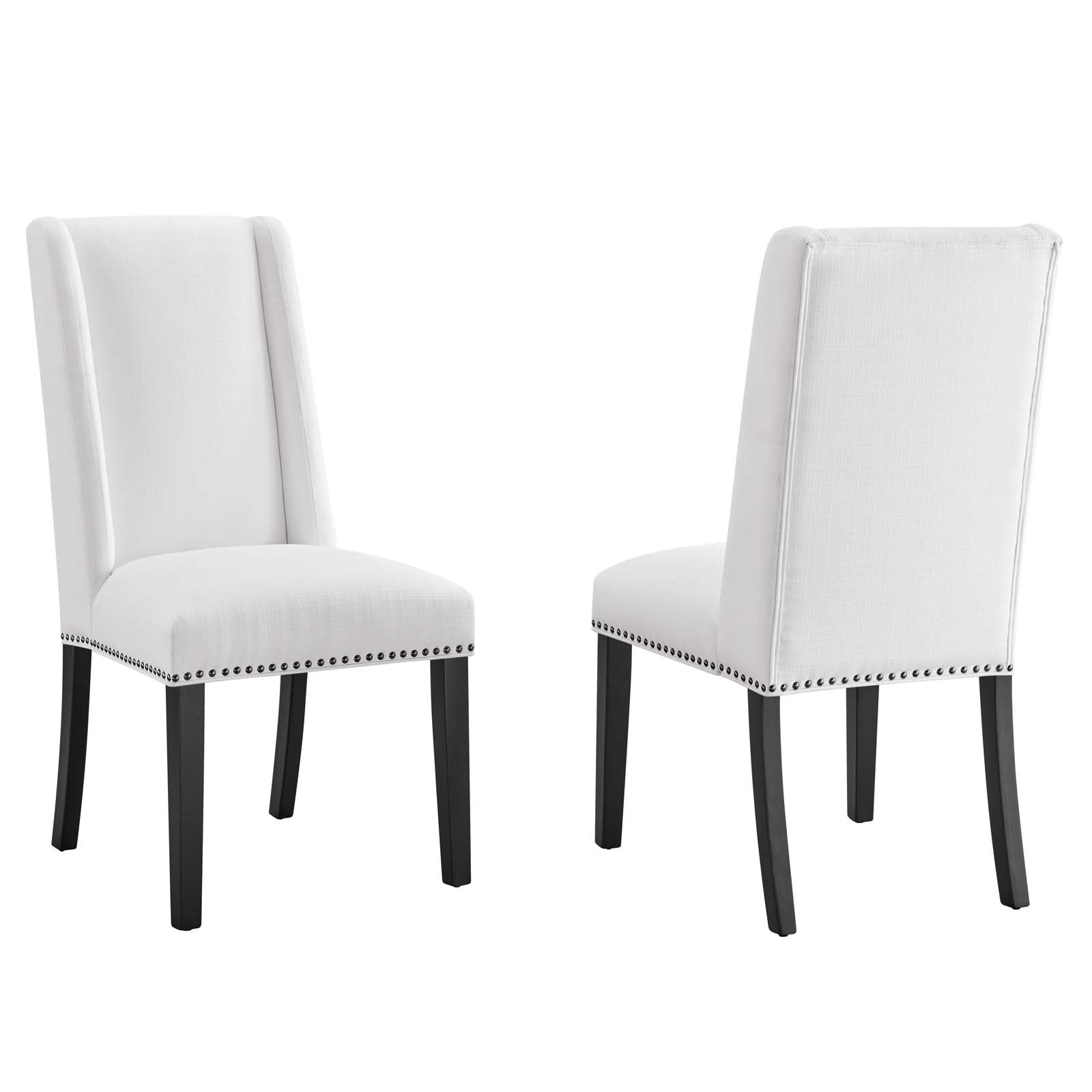 Modway Dining Chairs - Baron-Dining-Chair-Fabric-Set-of-2-White