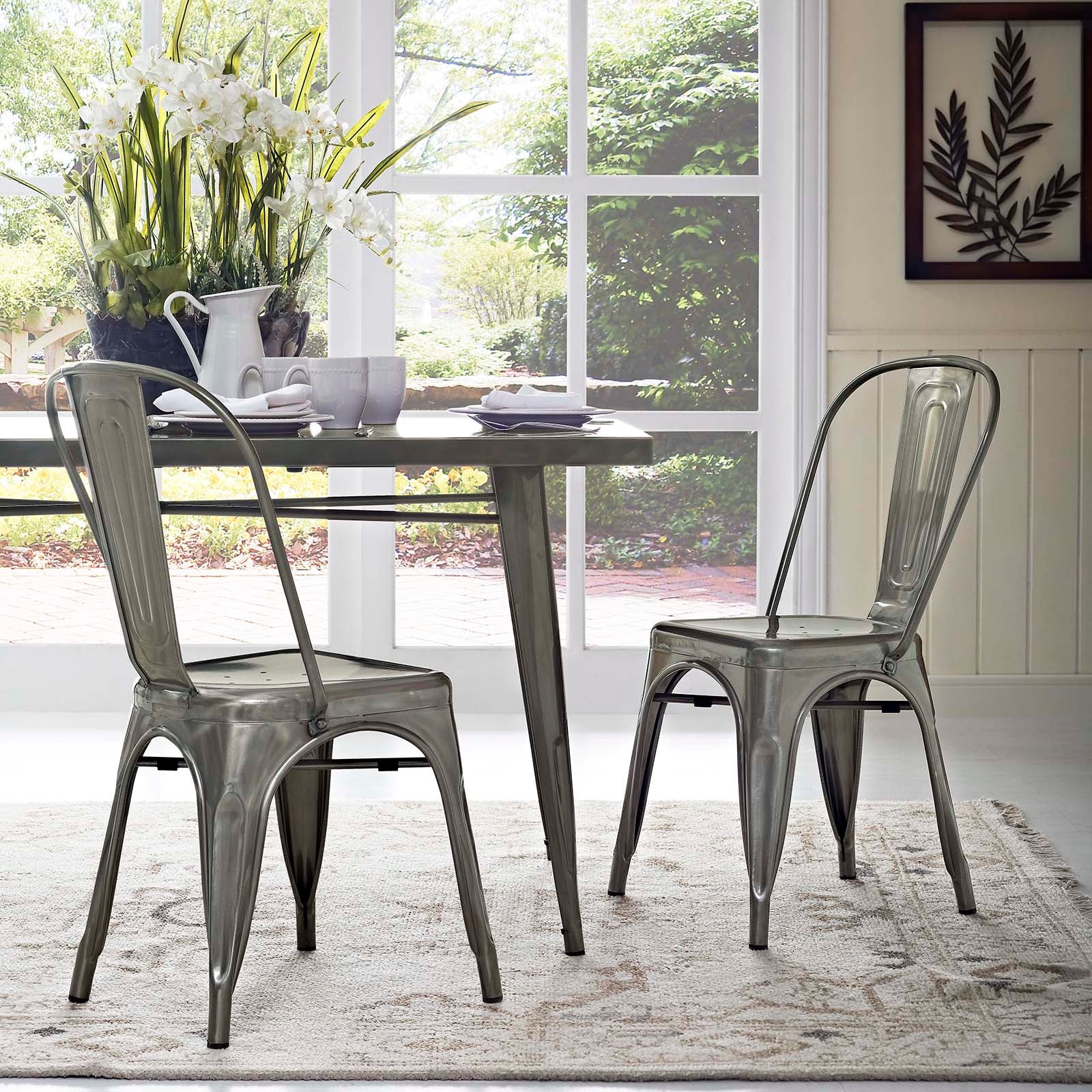 Modway Dining Chairs - Promenade 34" Dining Side Chair Gunmetal (Set of 2)