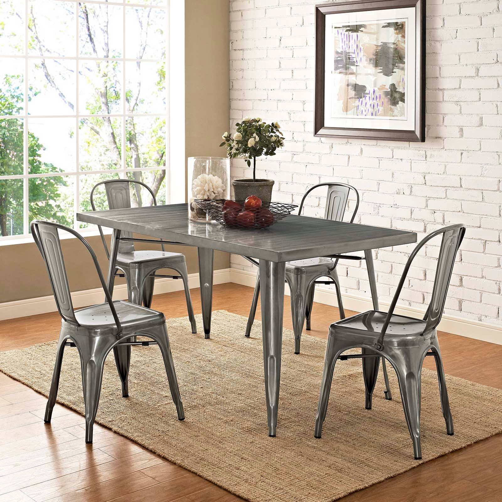 Modway Dining Chairs - Promenade Dining Side Chair Gunmetal (Set of 4)