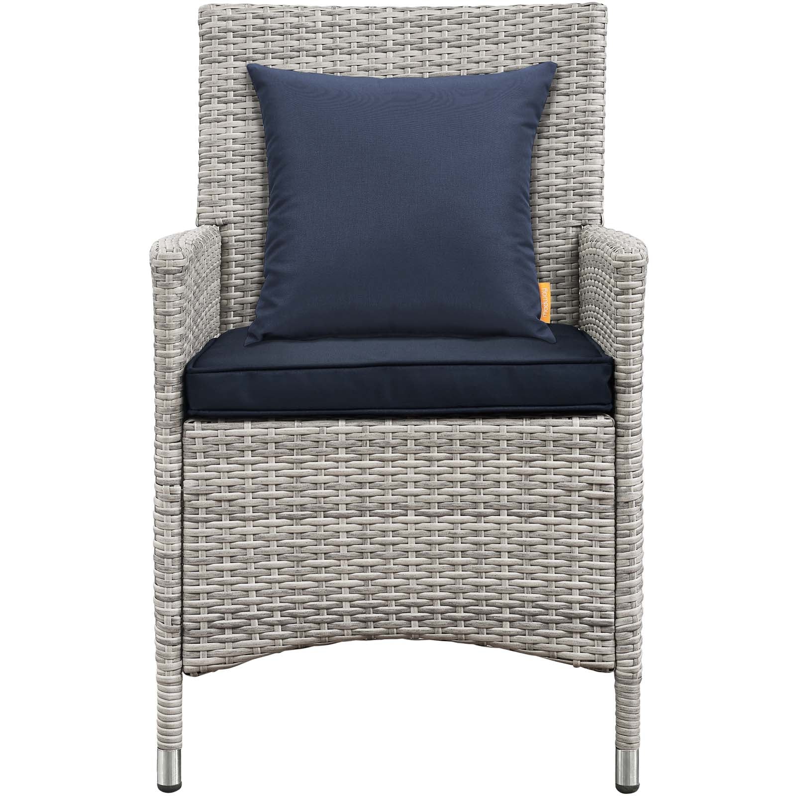 Modway Outdoor Conversation Sets - Bridge 4 Piece Outdoor Patio Patio Conversation Set with Pillow Set Light Gray Navy