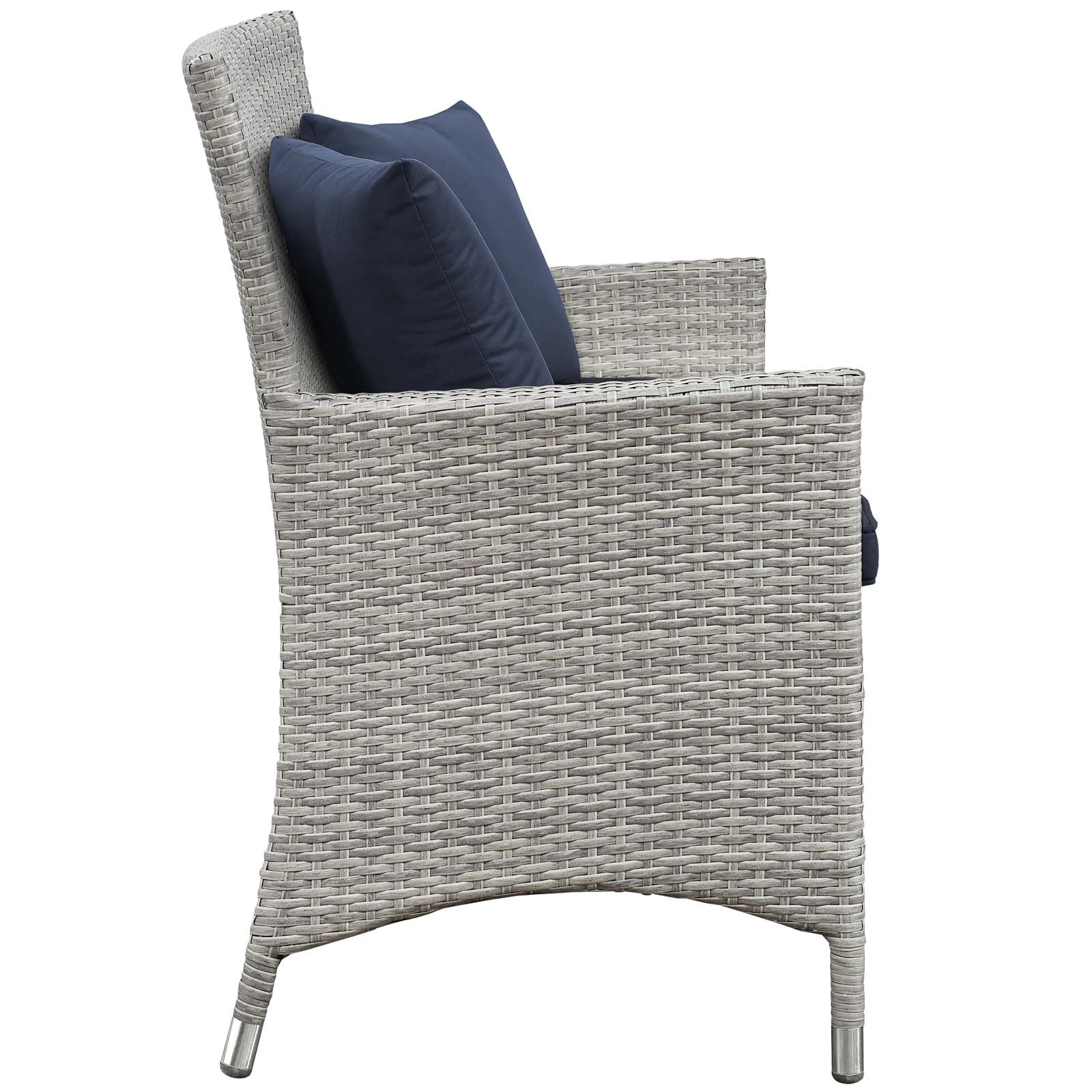 Modway Outdoor Conversation Sets - Bridge 4 Piece Outdoor Patio Patio Conversation Set with Pillow Set Light Gray Navy