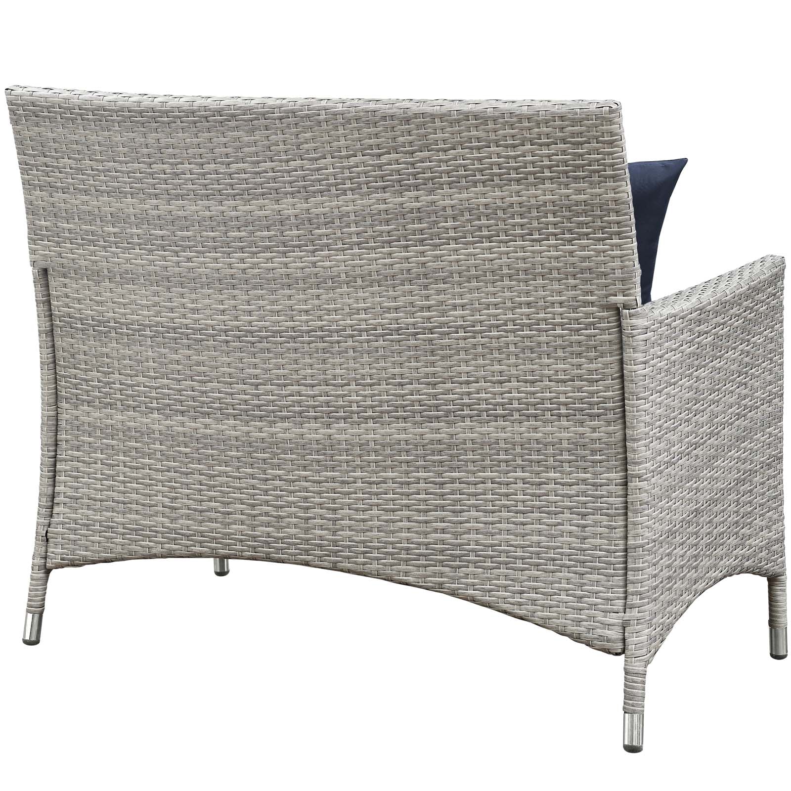 Modway Outdoor Conversation Sets - Bridge 4 Piece Outdoor Patio Patio Conversation Set with Pillow Set Light Gray Navy