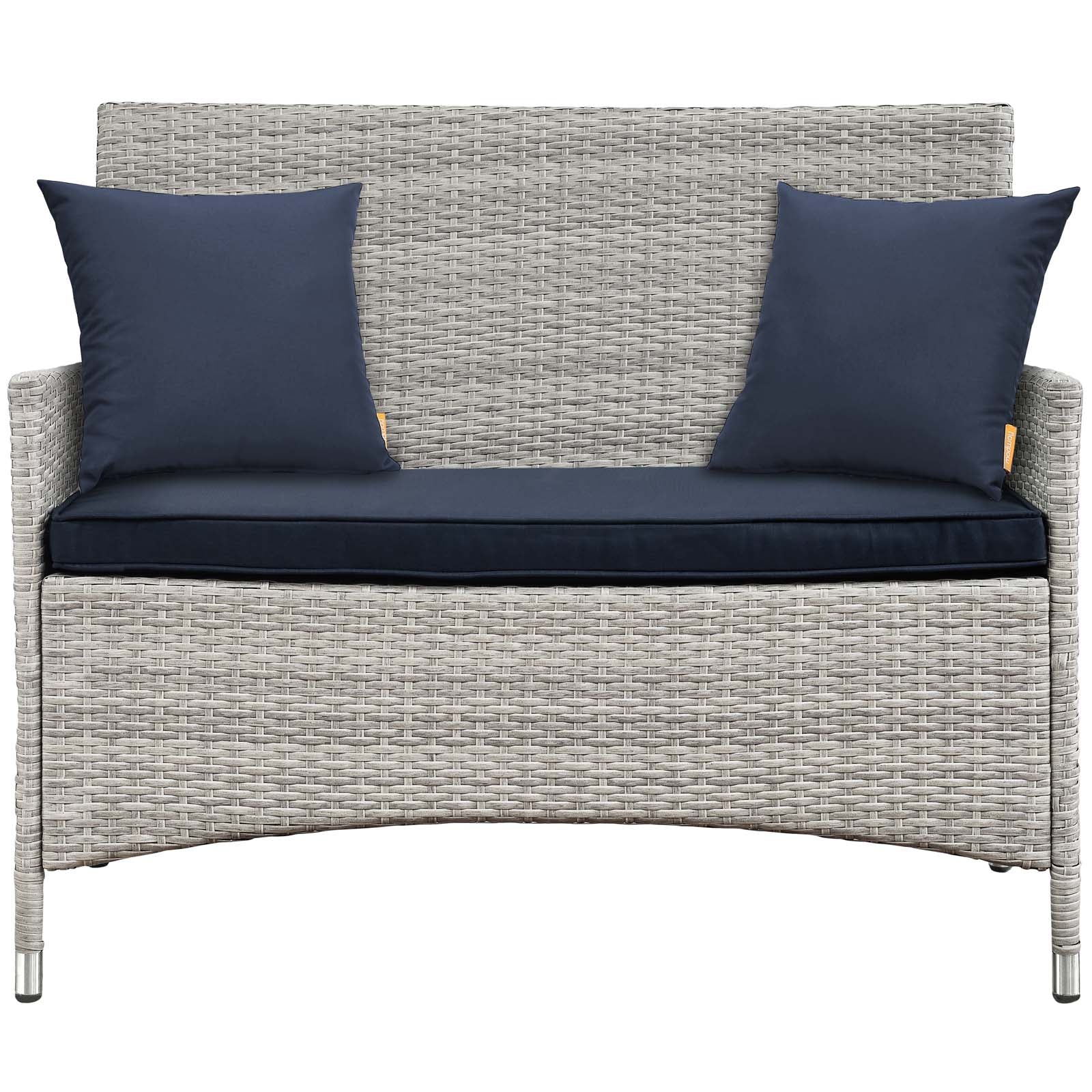 Modway Outdoor Conversation Sets - Bridge 4 Piece Outdoor Patio Patio Conversation Set with Pillow Set Light Gray Navy
