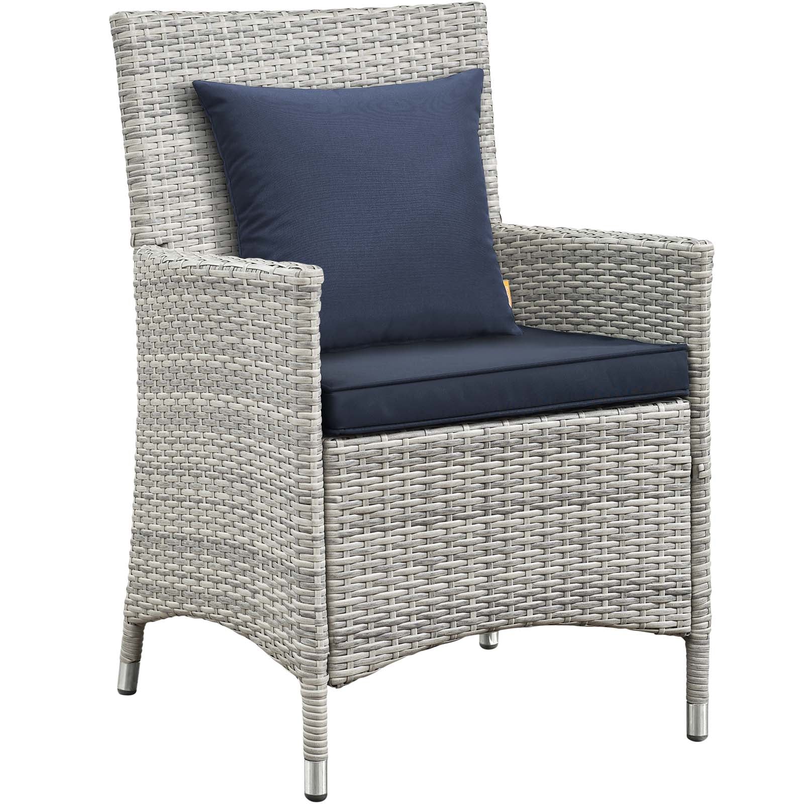 Modway Outdoor Conversation Sets - Bridge 4 Piece Outdoor Patio Patio Conversation Set with Pillow Set Light Gray Navy