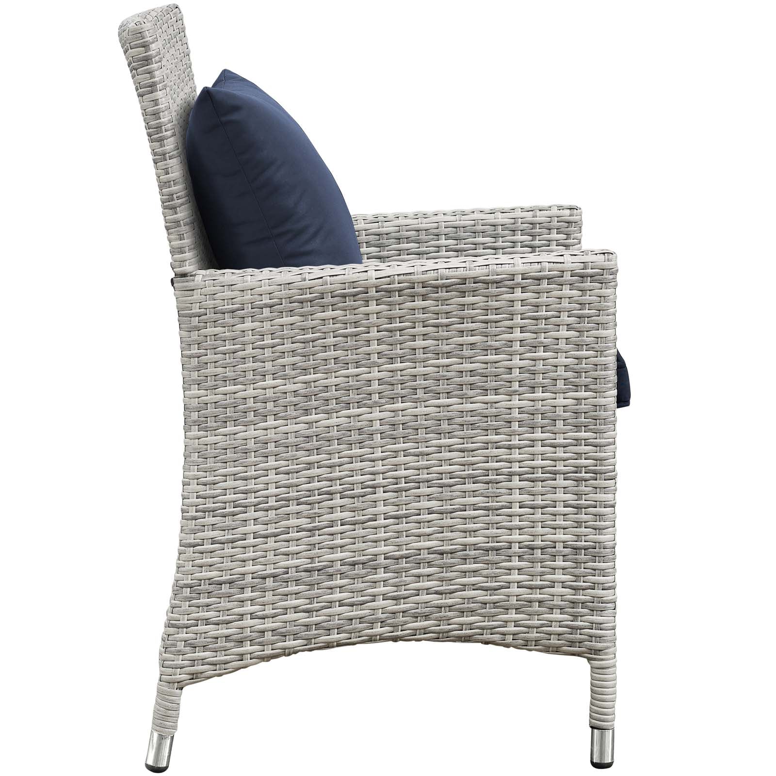 Modway Outdoor Conversation Sets - Bridge 4 Piece Outdoor Patio Patio Conversation Set with Pillow Set Light Gray Navy