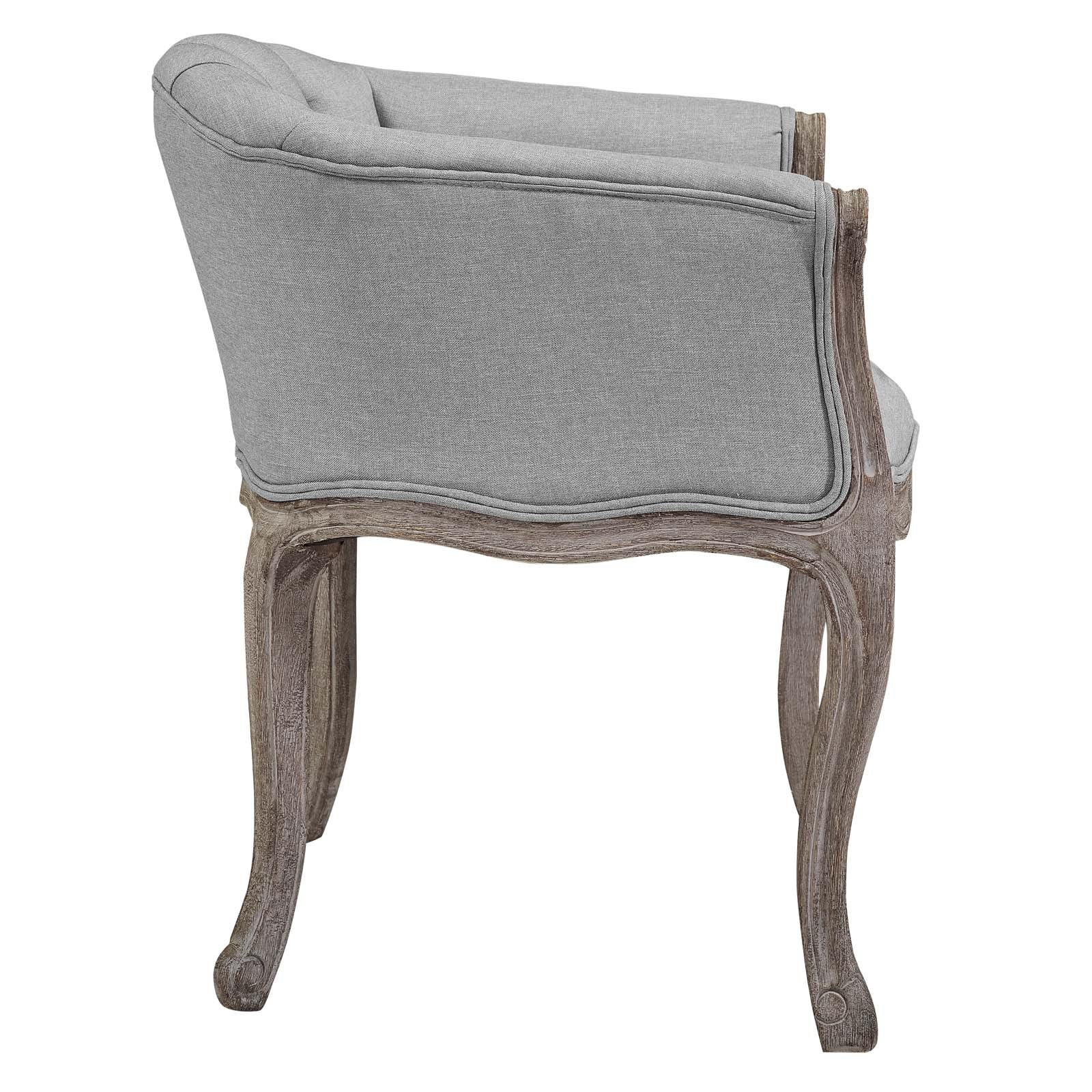 Modway Accent Chairs - Crown Vintage French Upholstered Fabric Accent Chair Light Gray