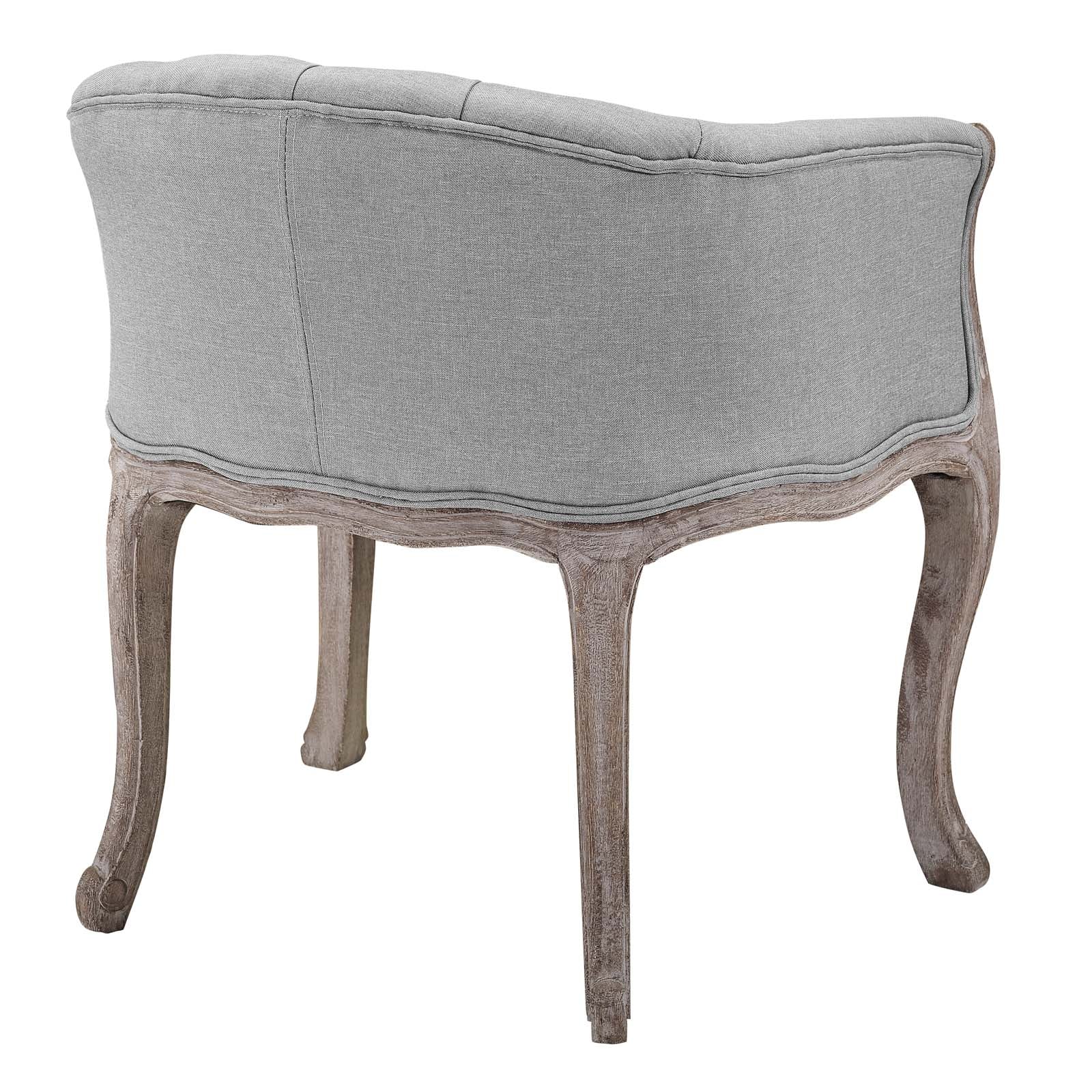 Modway Accent Chairs - Crown Vintage French Upholstered Fabric Accent Chair Light Gray