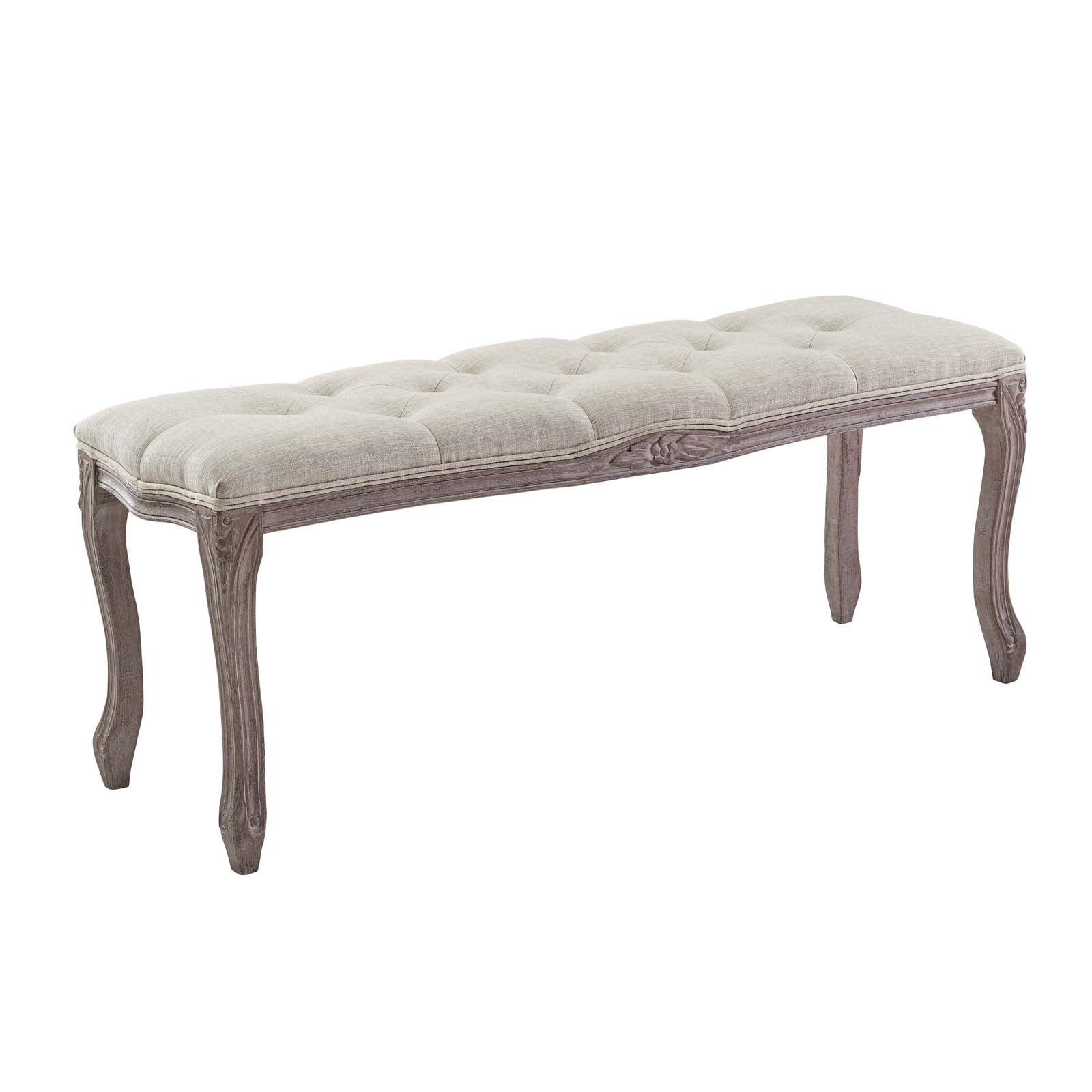 Modway Benches - Regal Vintage French Upholstered Fabric Bench Beige