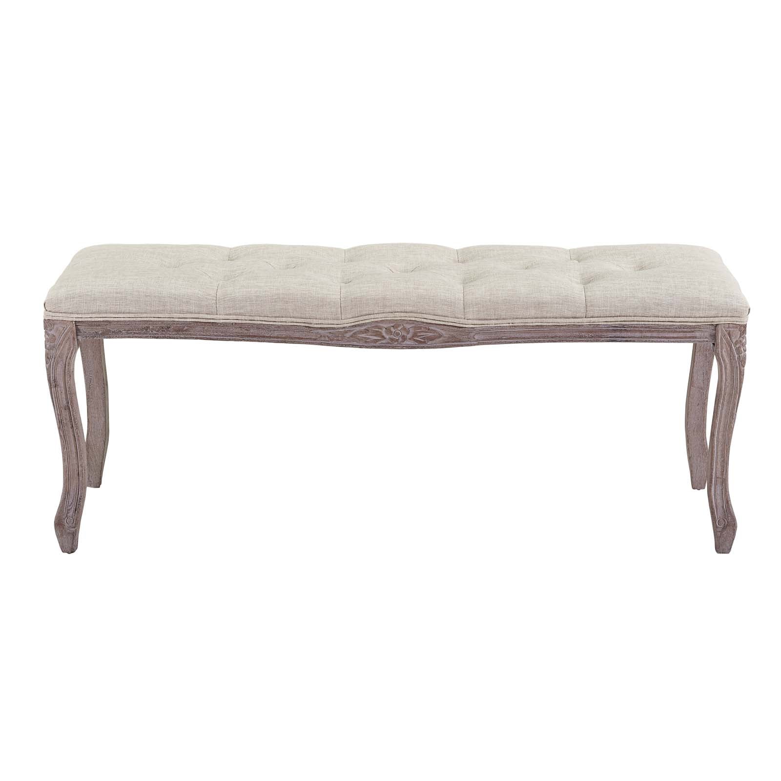 Modway Benches - Regal Vintage French Upholstered Fabric Bench Beige