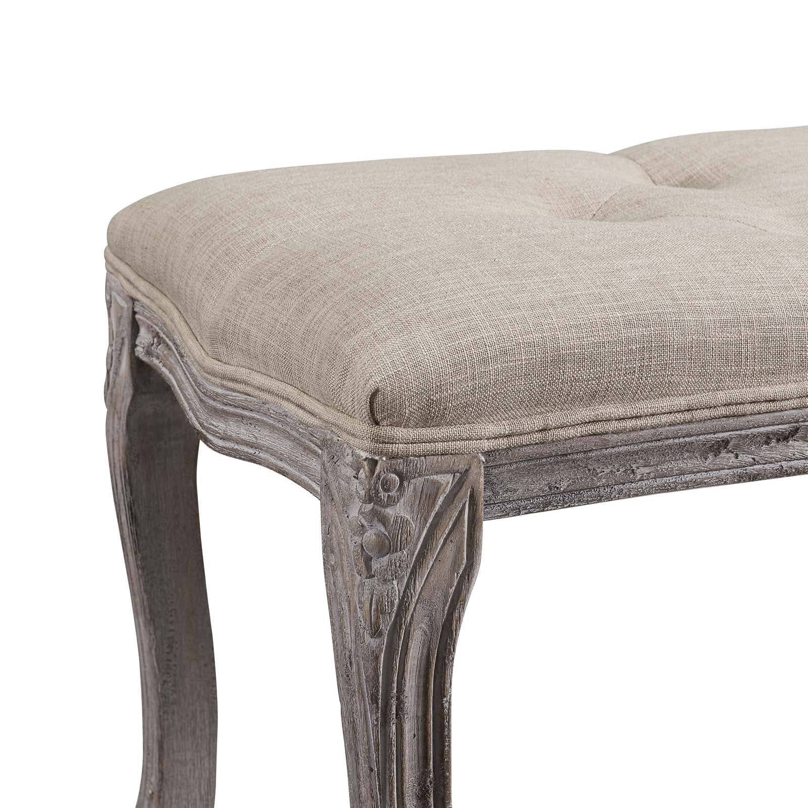 Modway Benches - Regal Vintage French Upholstered Fabric Bench Beige