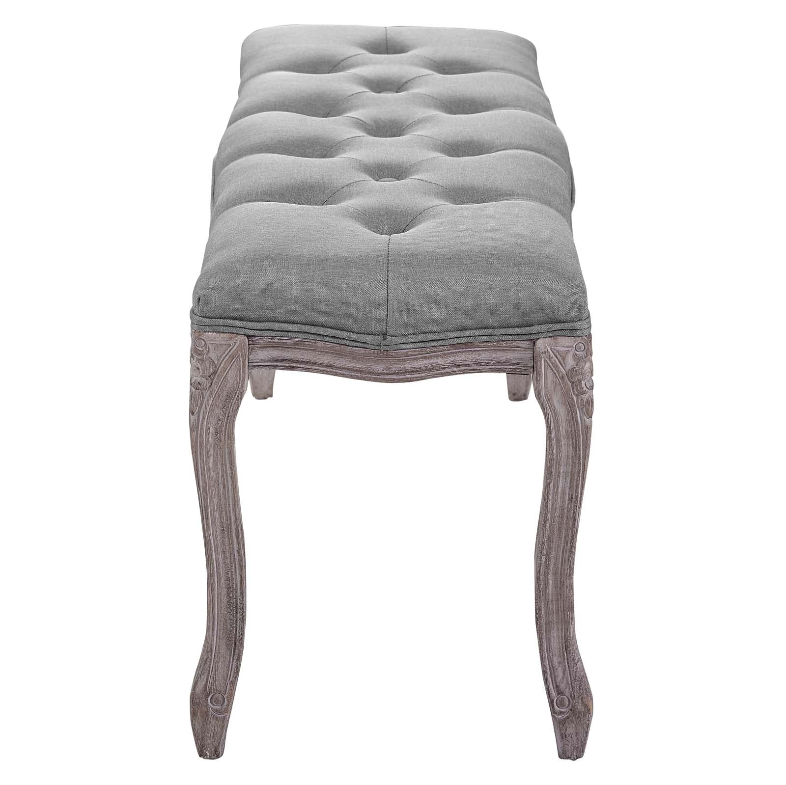 Modway Benches - Regal Vintage French Upholstered Fabric Bench Light Gray