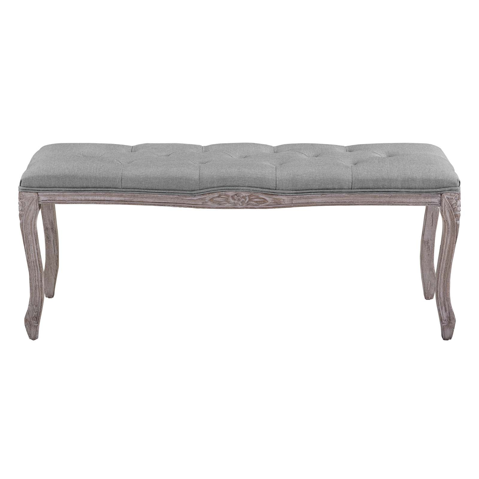 Modway Benches - Regal Vintage French Upholstered Fabric Bench Light Gray
