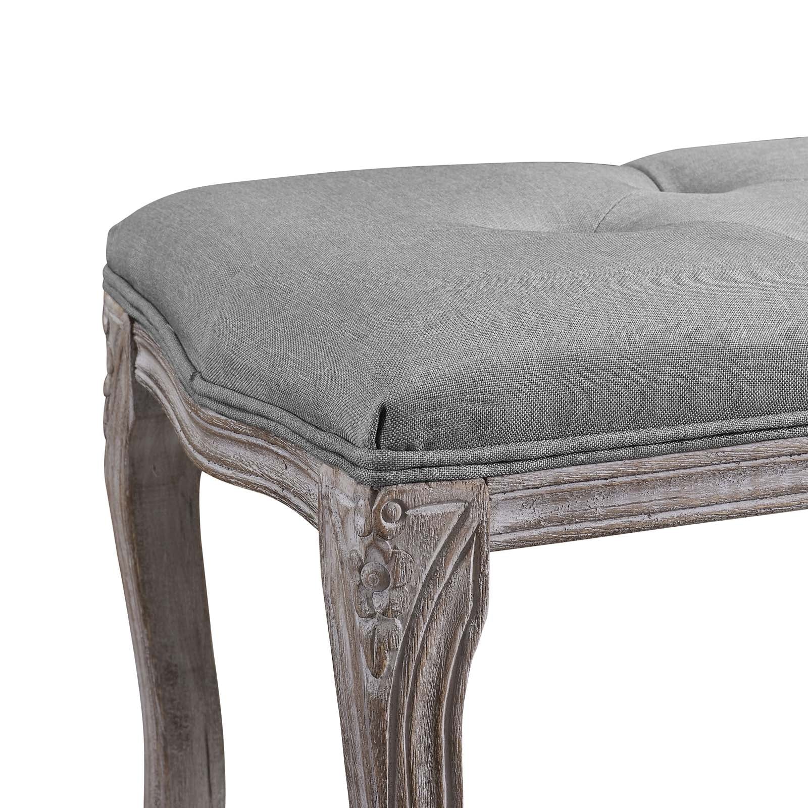 Modway Benches - Regal Vintage French Upholstered Fabric Bench Light Gray