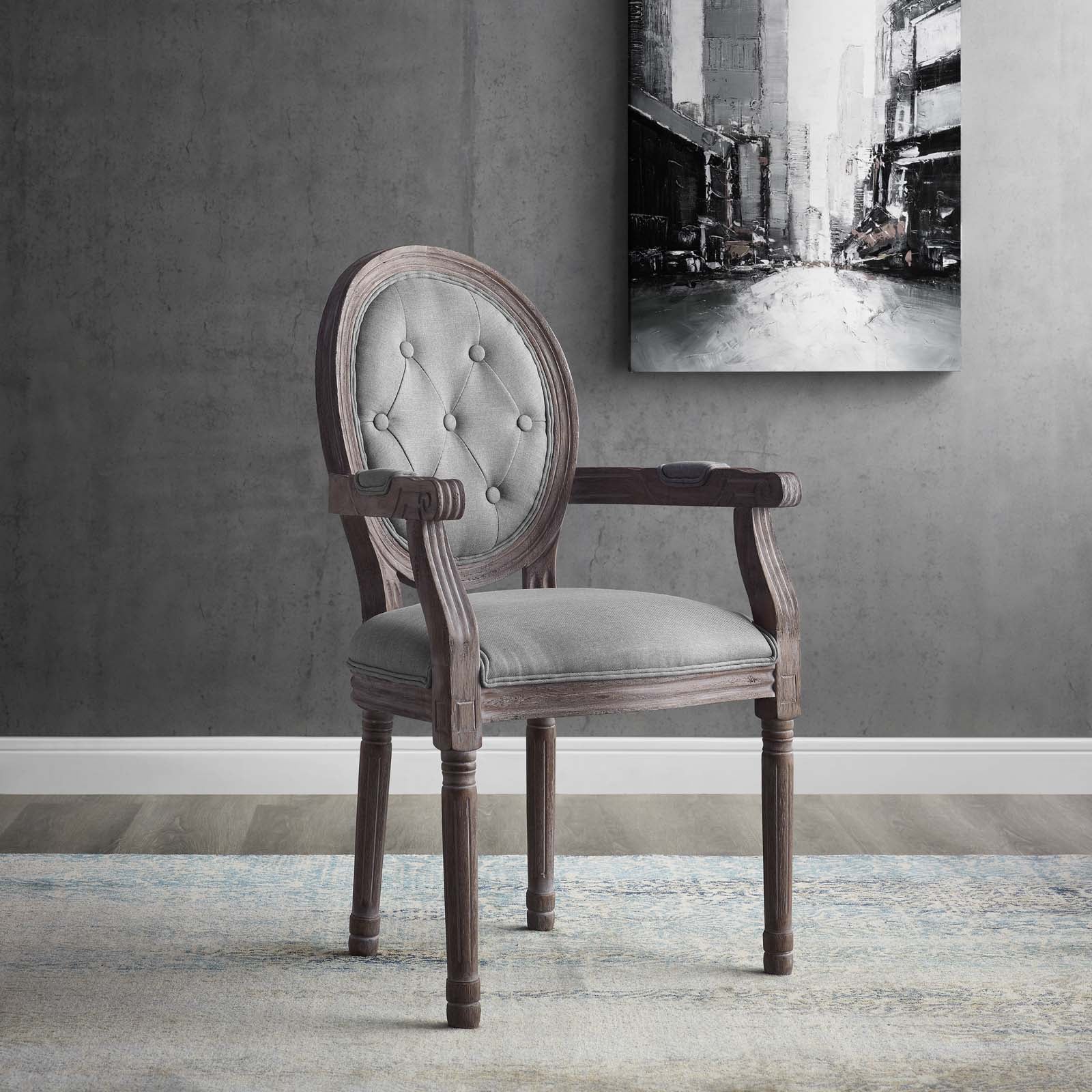 Modway Dining Chairs - Arise Vintage French Dining Armchair Light Gray