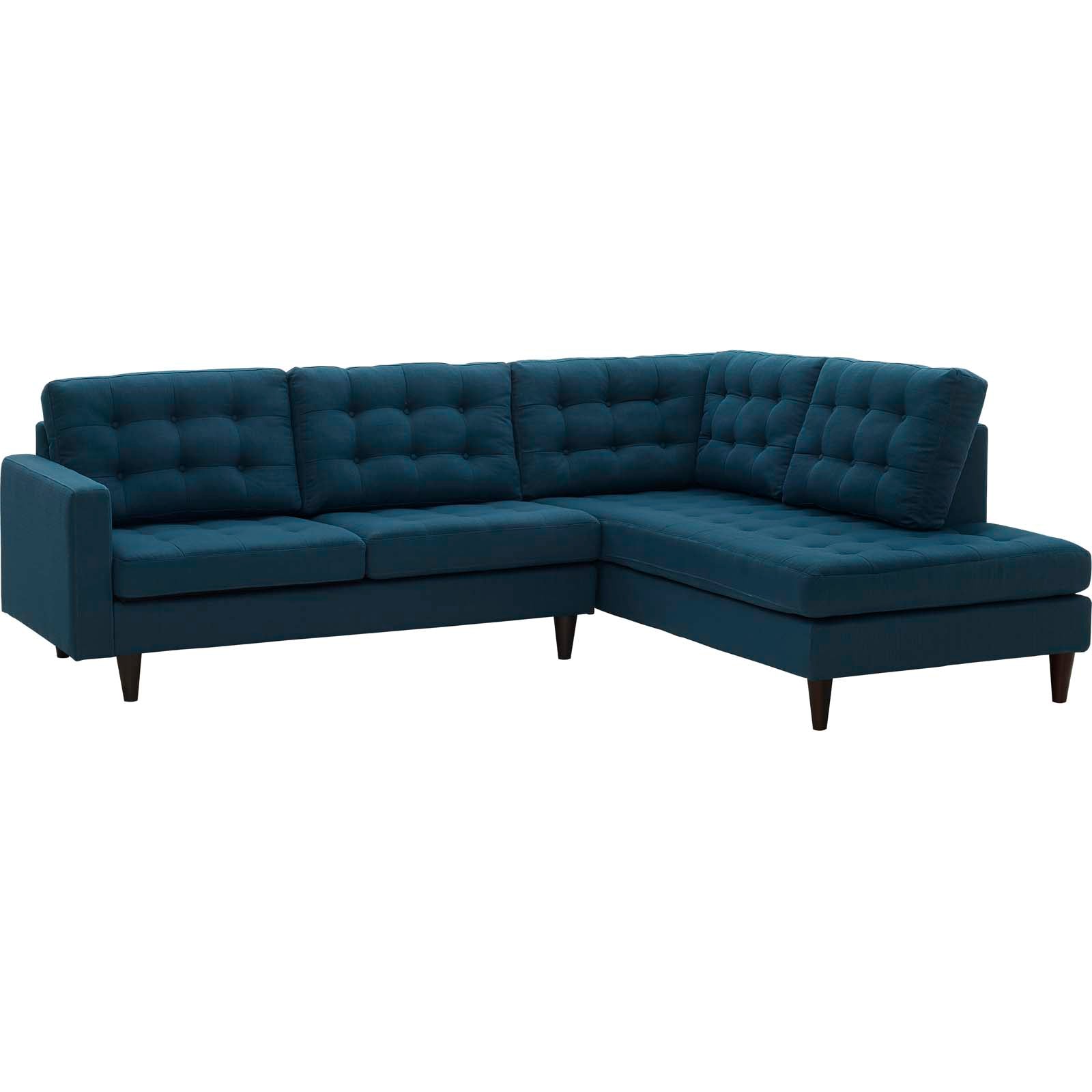 Modway Sectional Sofas - Empress Upholstered Fabric Right Extended Bumper Sectional Azure