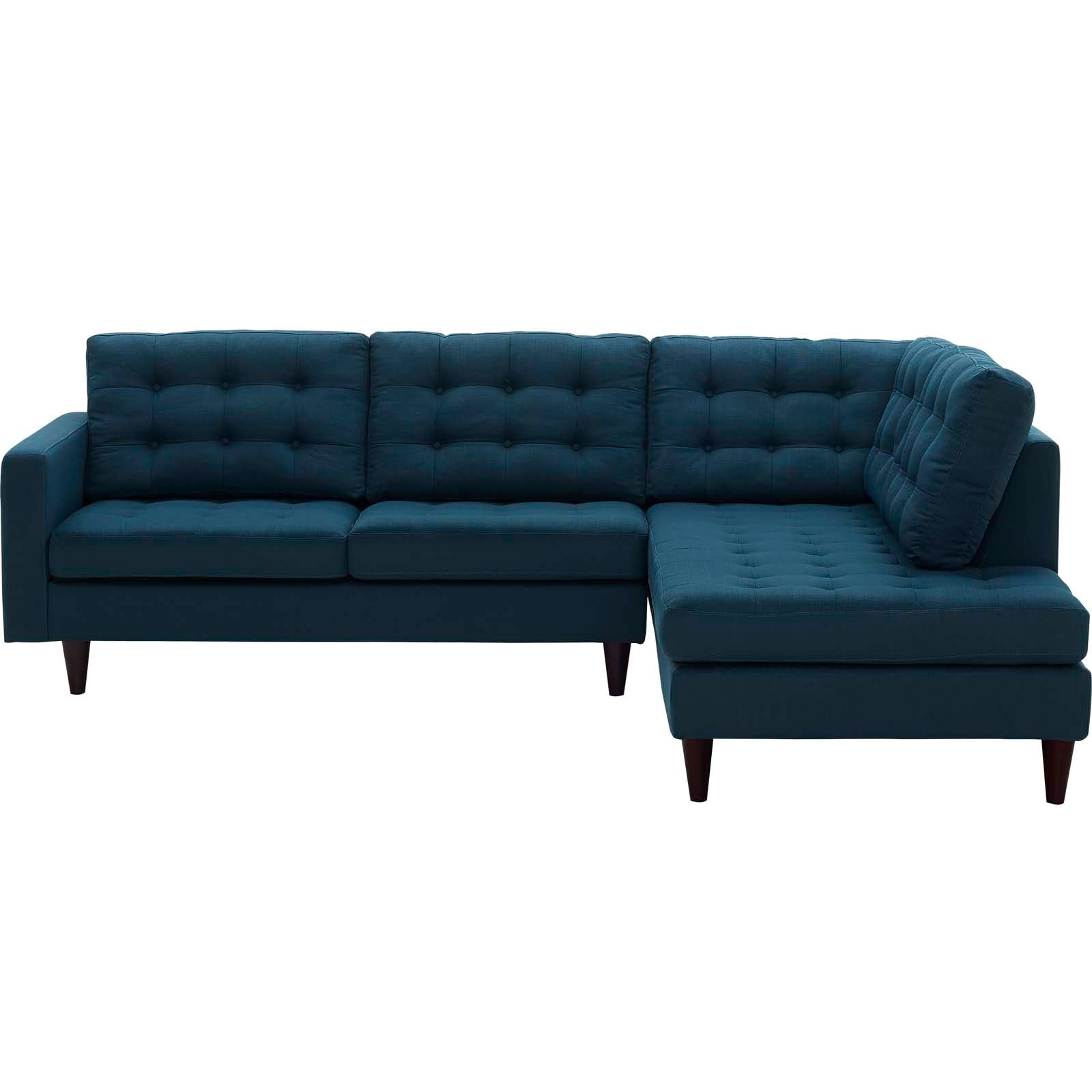 Modway Sectional Sofas - Empress Upholstered Fabric Right Extended Bumper Sectional Azure