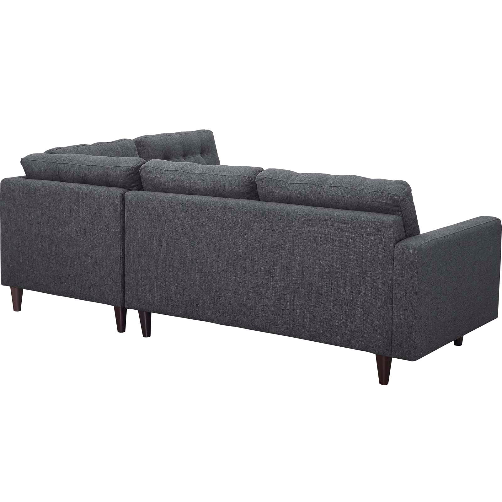 Modway Sectional Sofas - Empress 2 Piece Upholstered Fabric Right Facing Bumper Sectional Gray