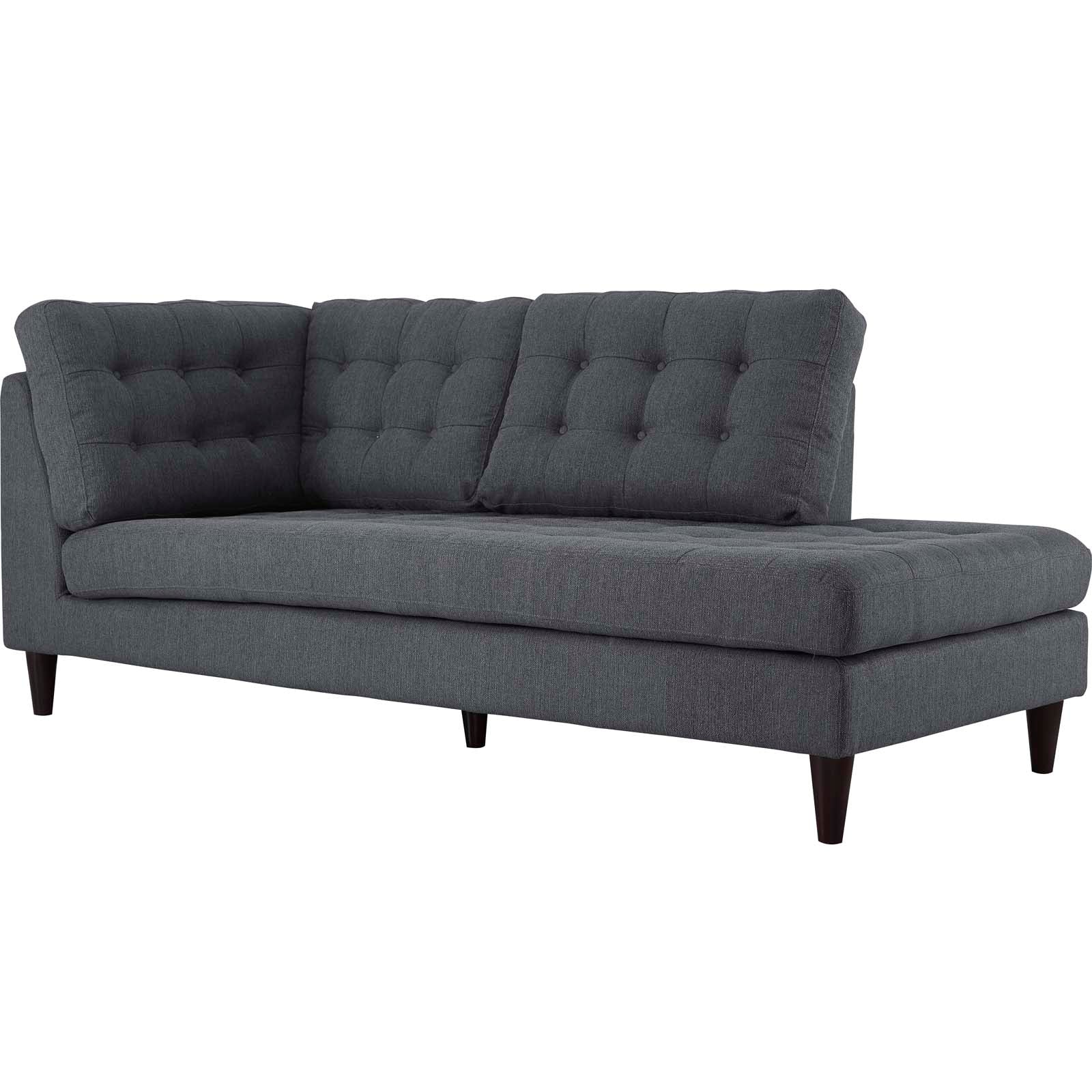 Modway Sectional Sofas - Empress 2 Piece Upholstered Fabric Right Facing Bumper Sectional Gray