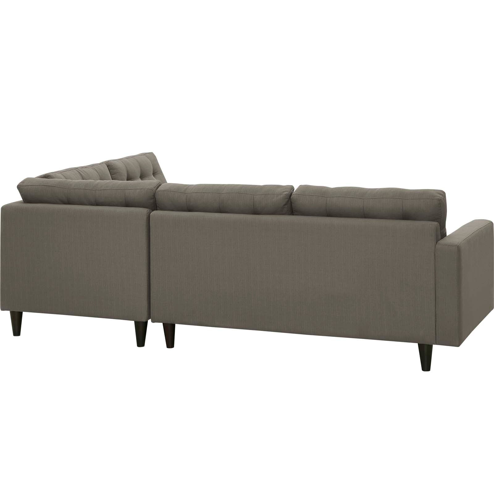 Modway Sectional Sofas - Empress Upholstered Fabric Right Extended Bumper Sectional Granite