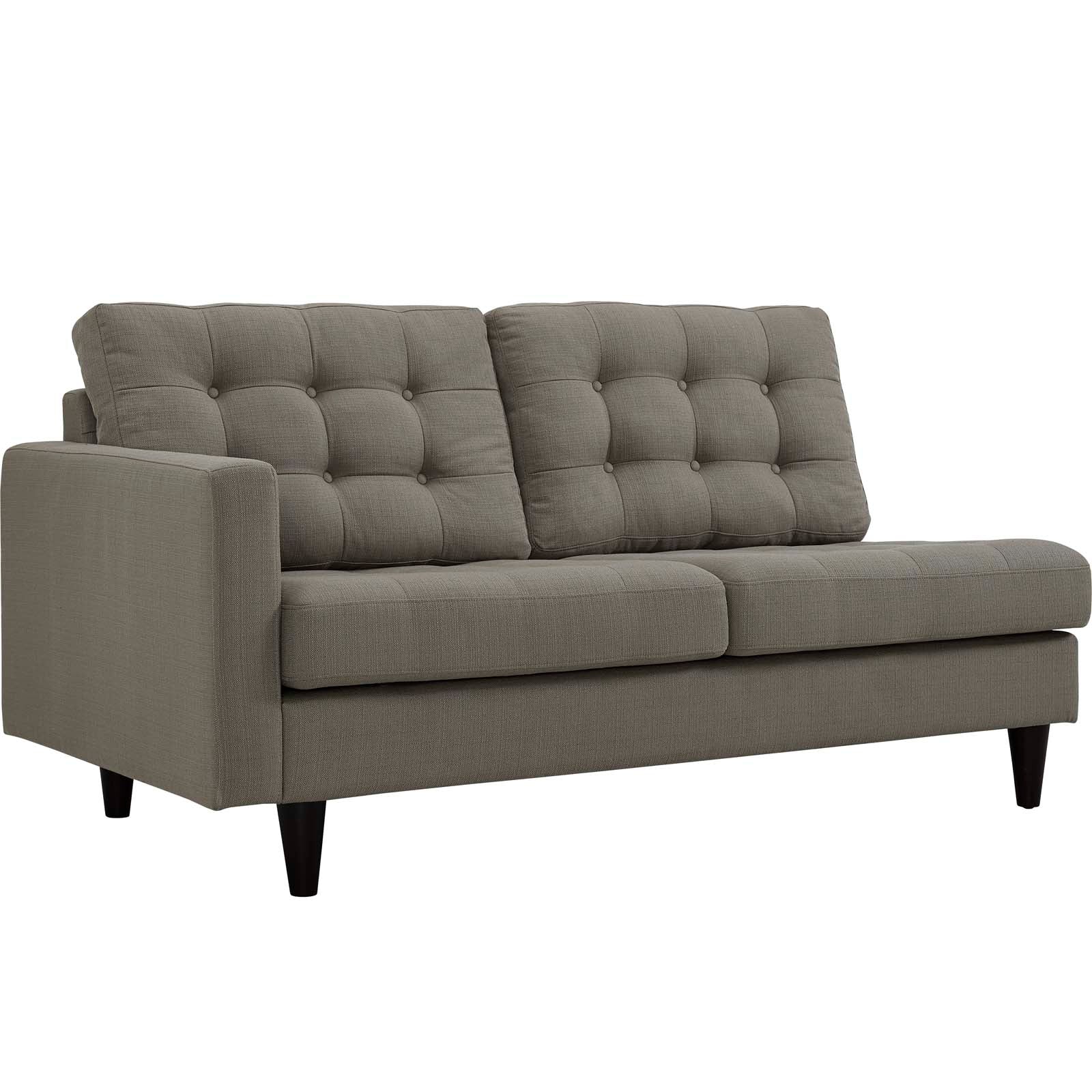 Modway Sectional Sofas - Empress Upholstered Fabric Right Extended Bumper Sectional Granite