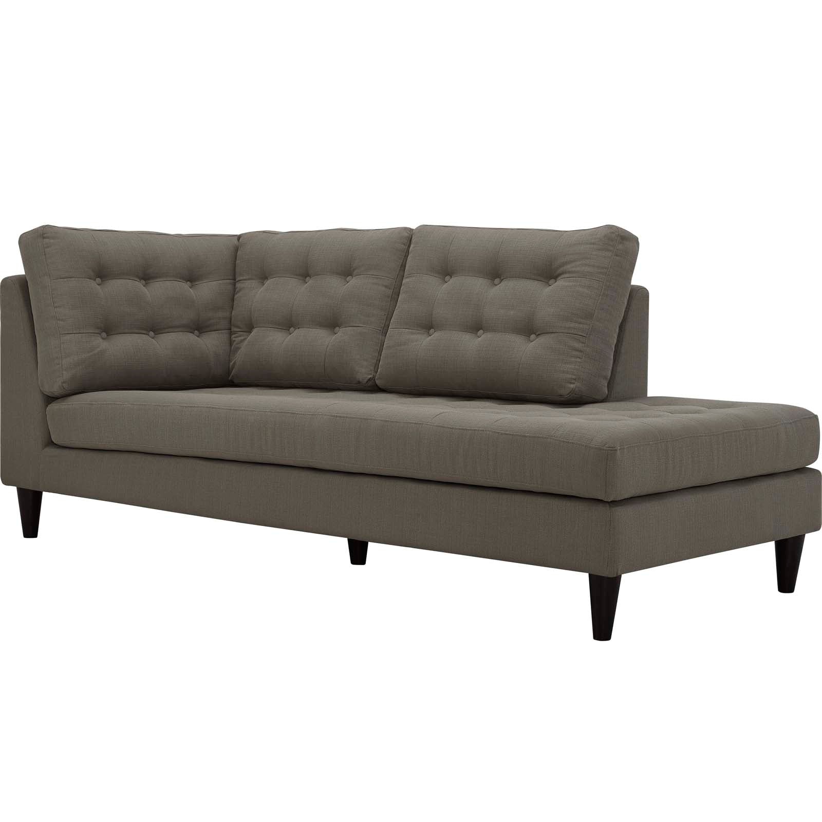 Modway Sectional Sofas - Empress Upholstered Fabric Right Extended Bumper Sectional Granite