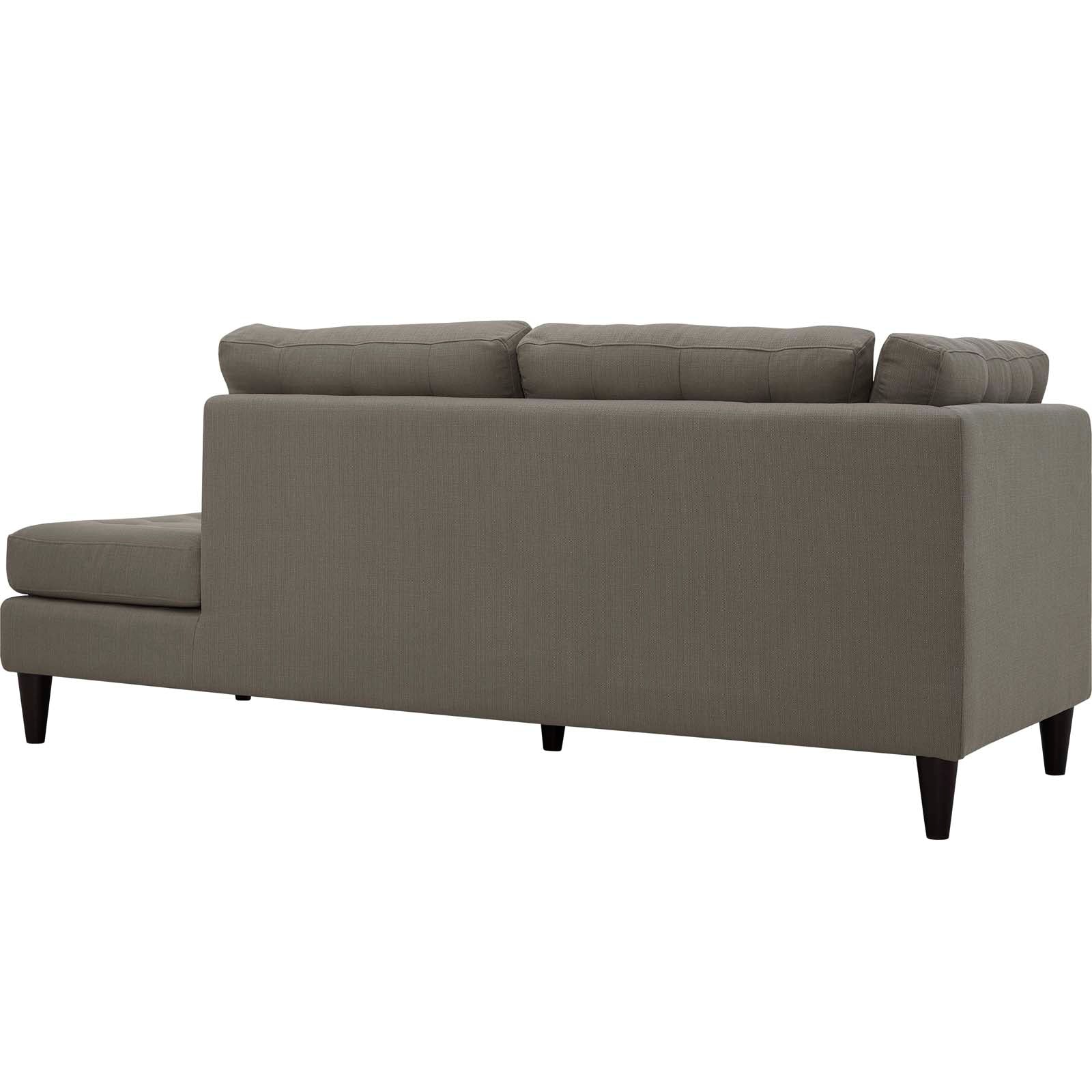 Modway Sectional Sofas - Empress Upholstered Fabric Right Extended Bumper Sectional Granite