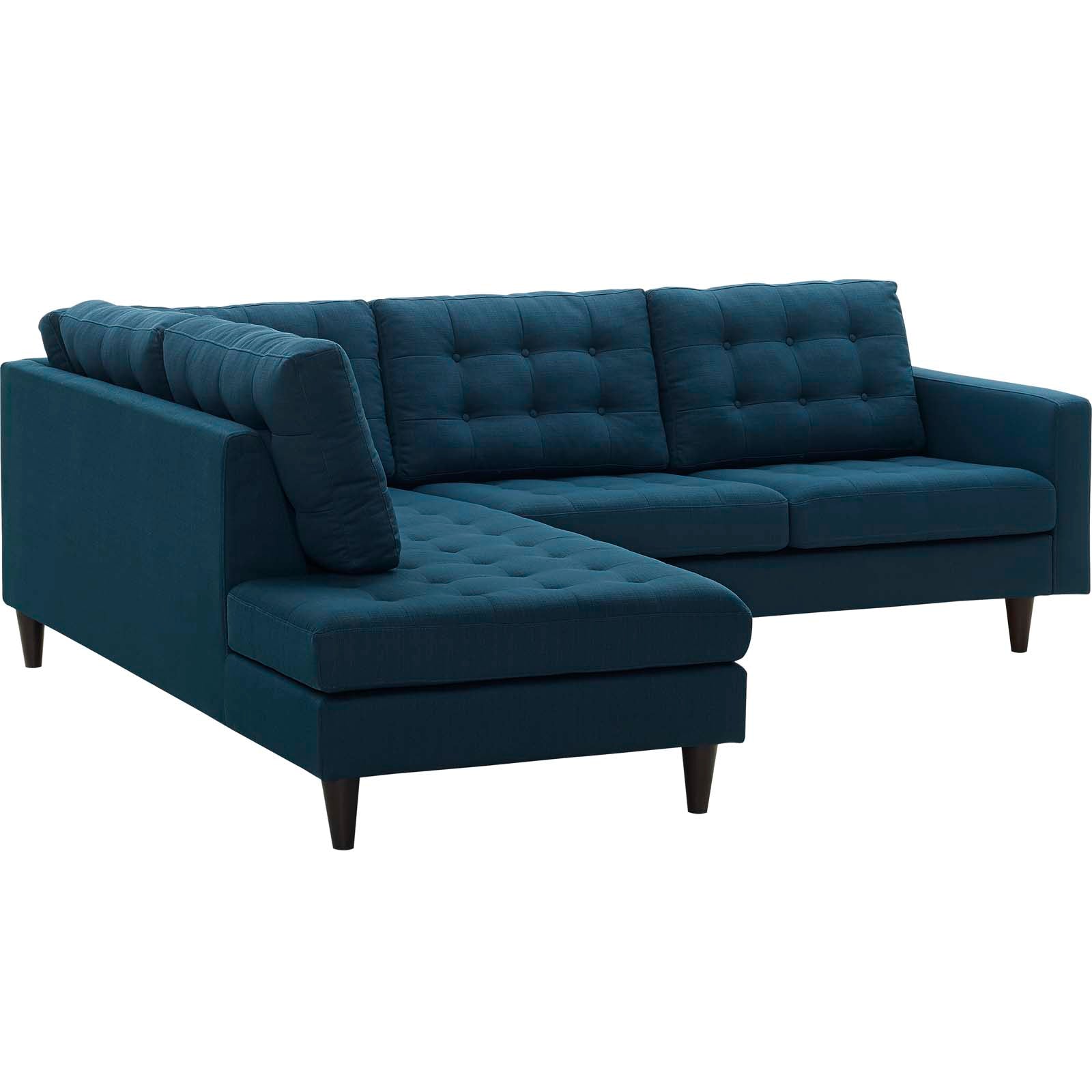 Modway Sectional Sofas - Empress 2 Piece Upholstered Fabric Left Facing Bumper Sectional Azure