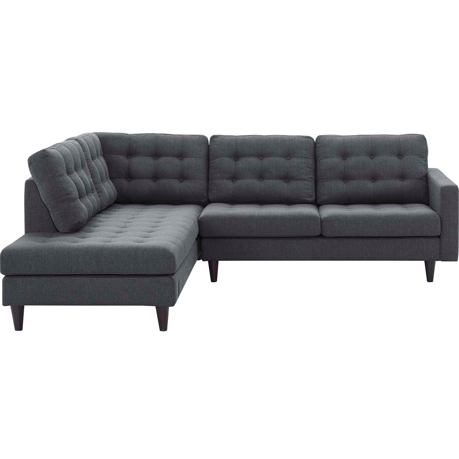 Modway Sectional Sofas - Empress 2 Piece Upholstered Fabric Left Facing Bumper Sectional Gray